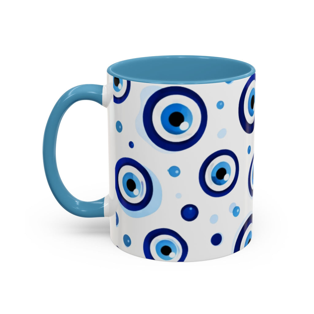 Evil Eye Accent Coffee Mug – Blue Nazar Protection Ceramic Cup (11/15oz)