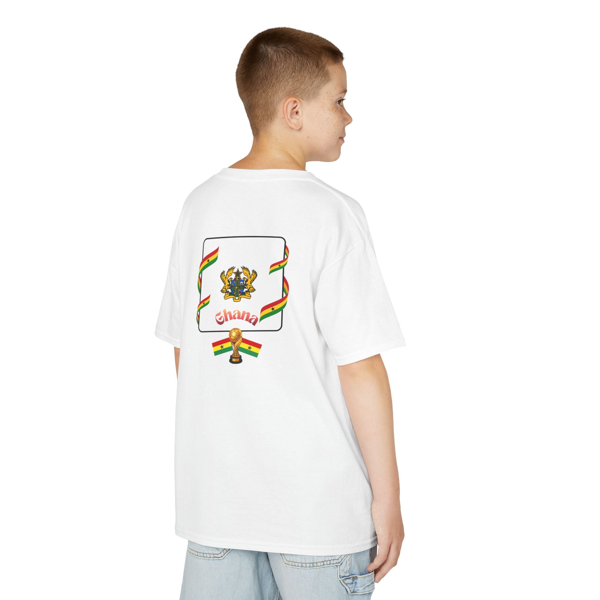 Ghana Flag Kids T‑Shirt — Ghana Coat of Arms Back Design