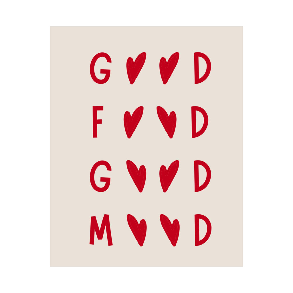 Good Mood Poster — Red Heart Typography Matte Vertical Art