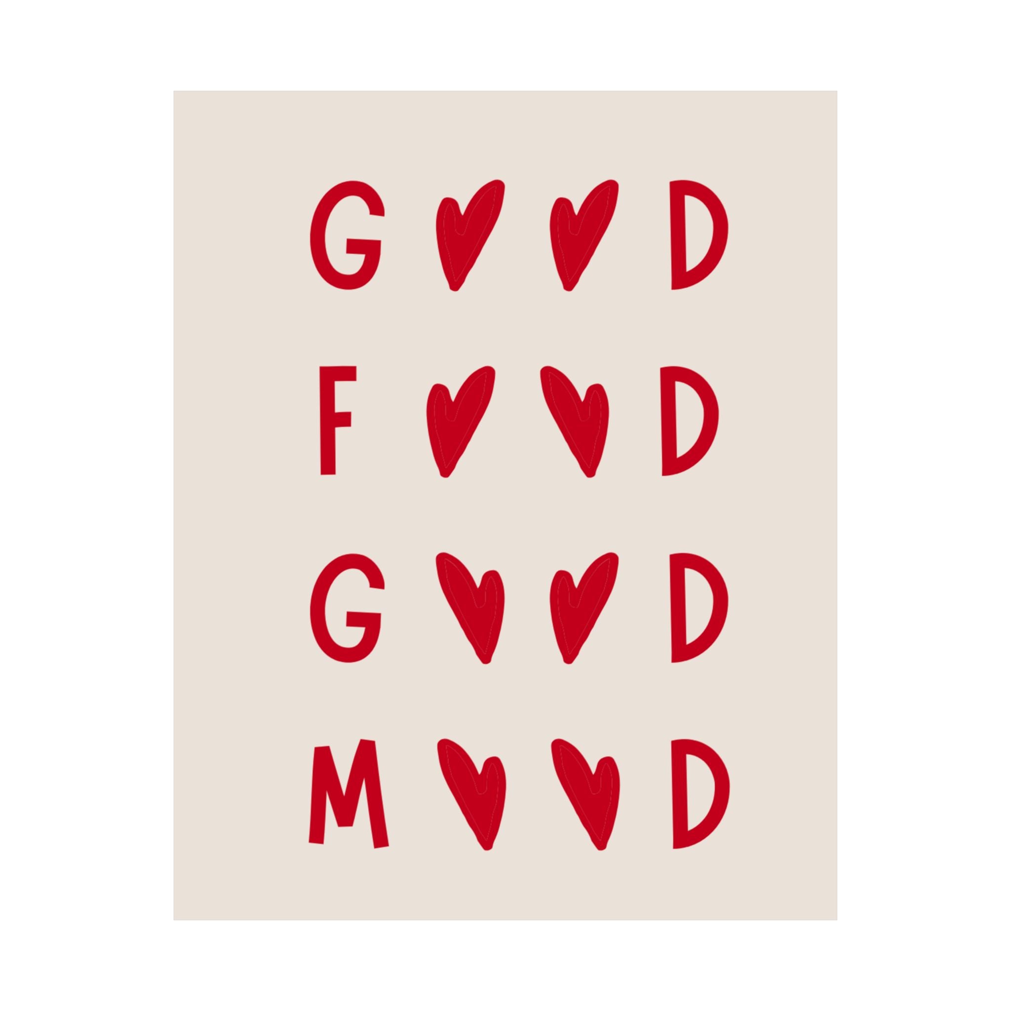 Good Mood Poster — Red Heart Typography Matte Vertical Art