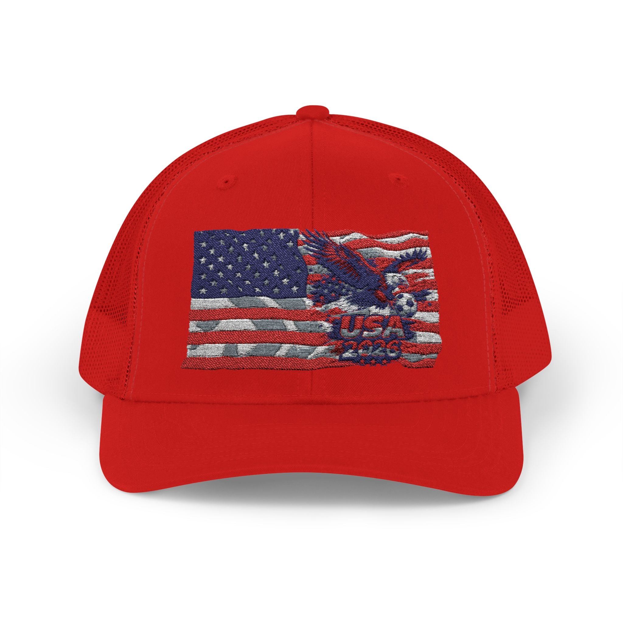 American Eagle Flag Trucker Cap – Distressed USA Patriotic Snapback