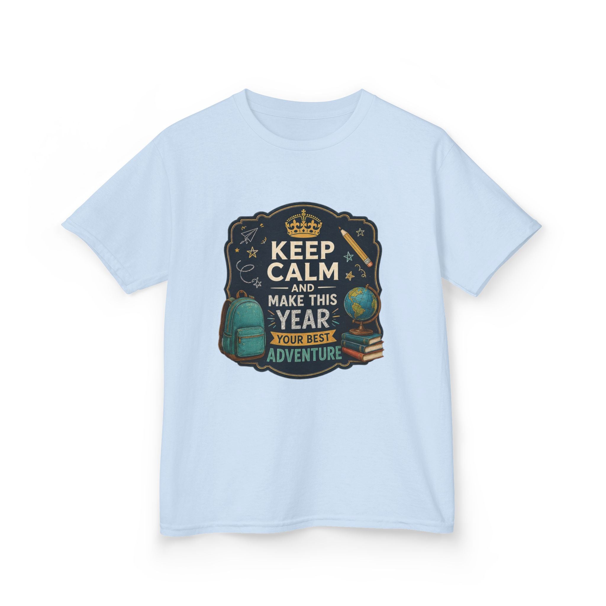 Kids Tee — "Keep Calm and Make This Year Your Best Adventure" Travel Graphic