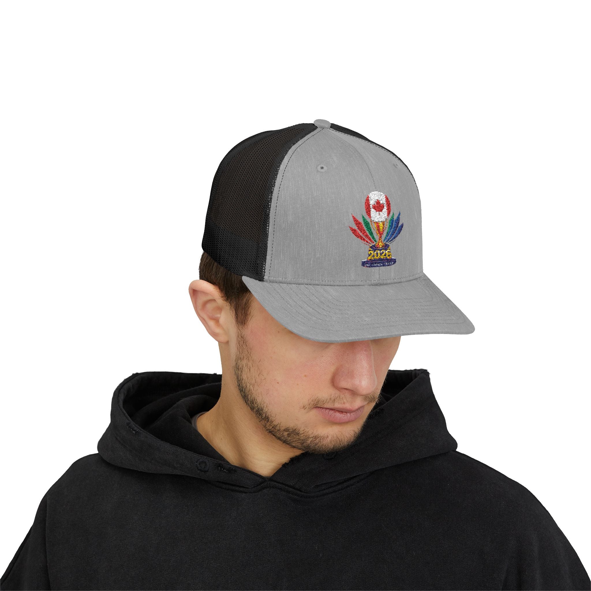 Embroidered Colorful Trophy Trucker Cap - Snapback Mesh Hat