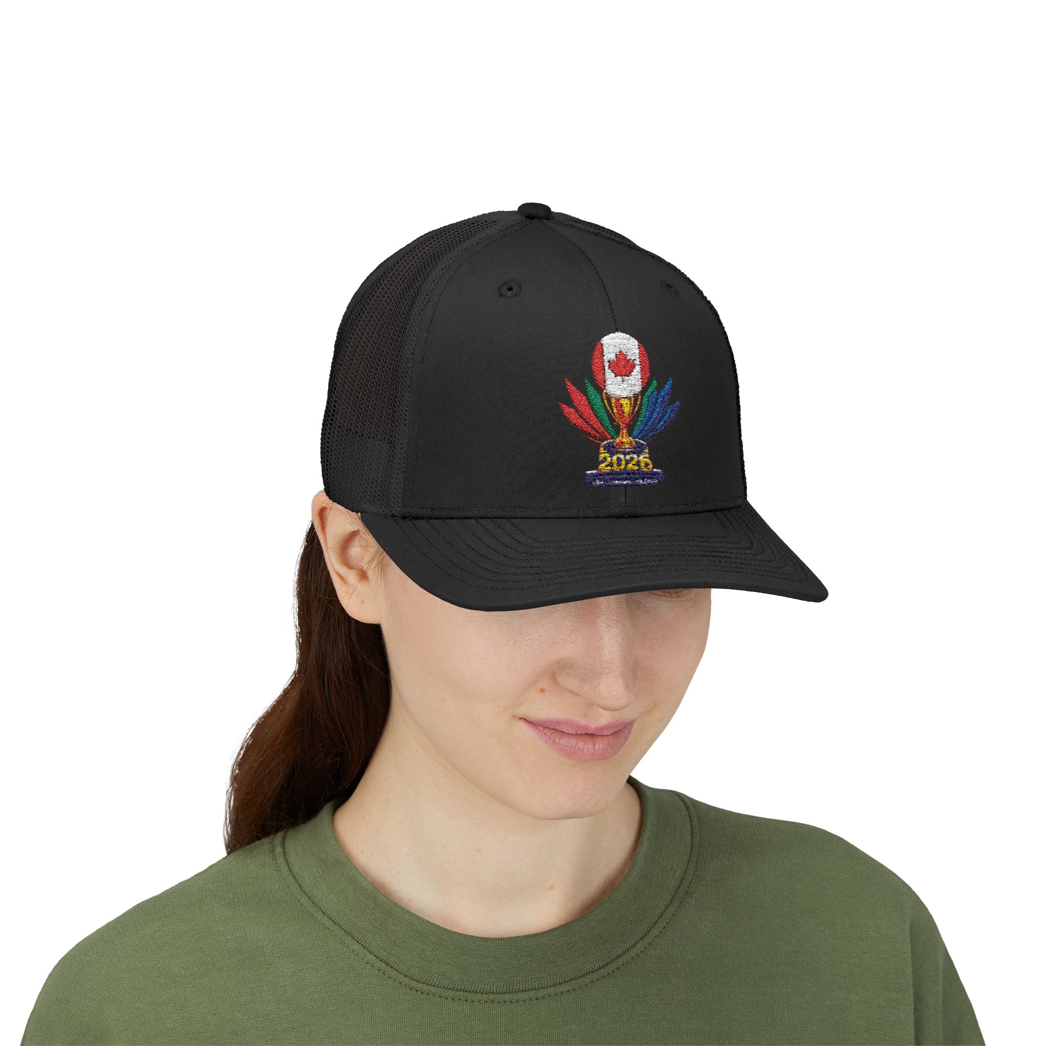 Embroidered Colorful Trophy Trucker Cap - Snapback Mesh Hat