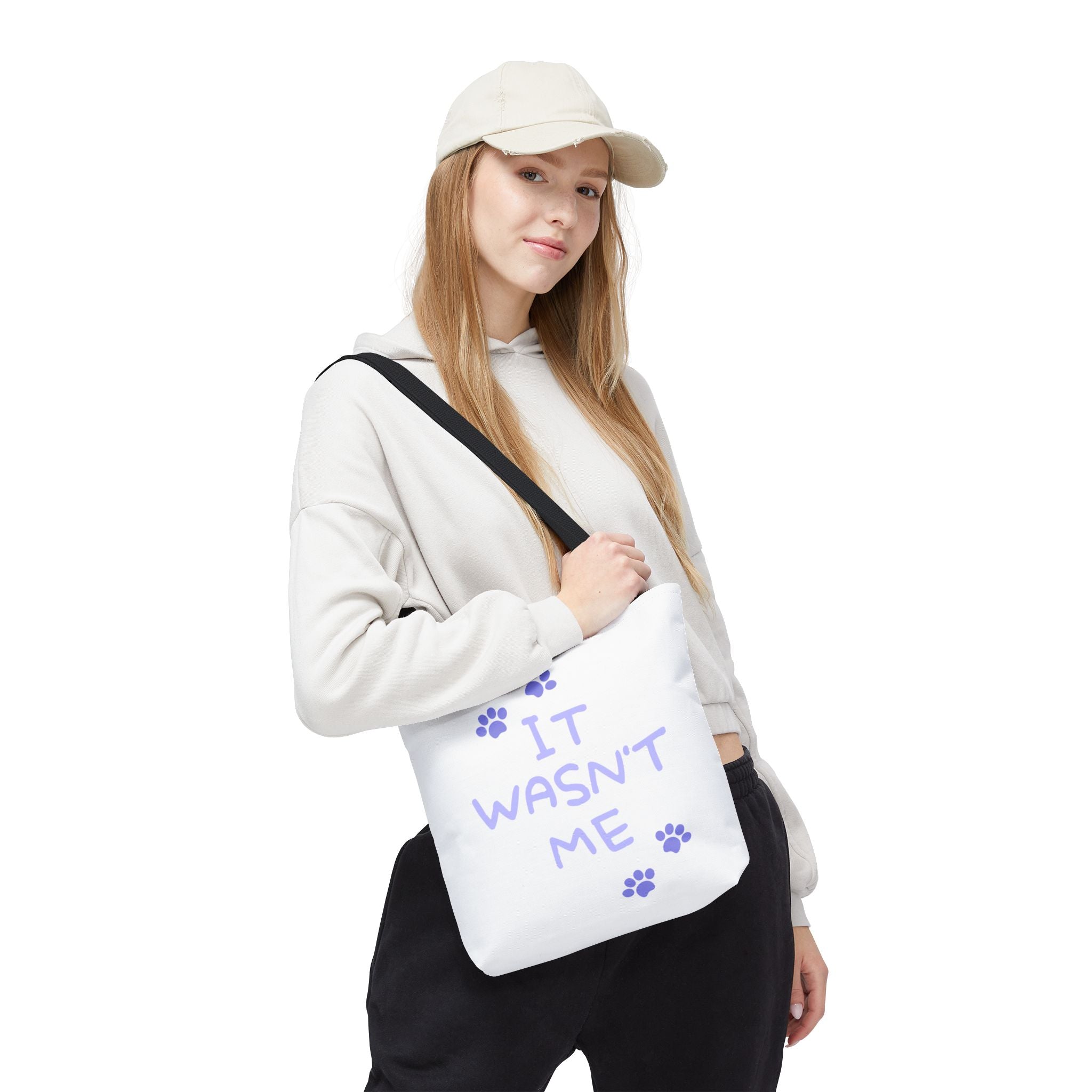Cat Paw Print Tote — "It Wasn't Me" Funny Cat Tote Bag