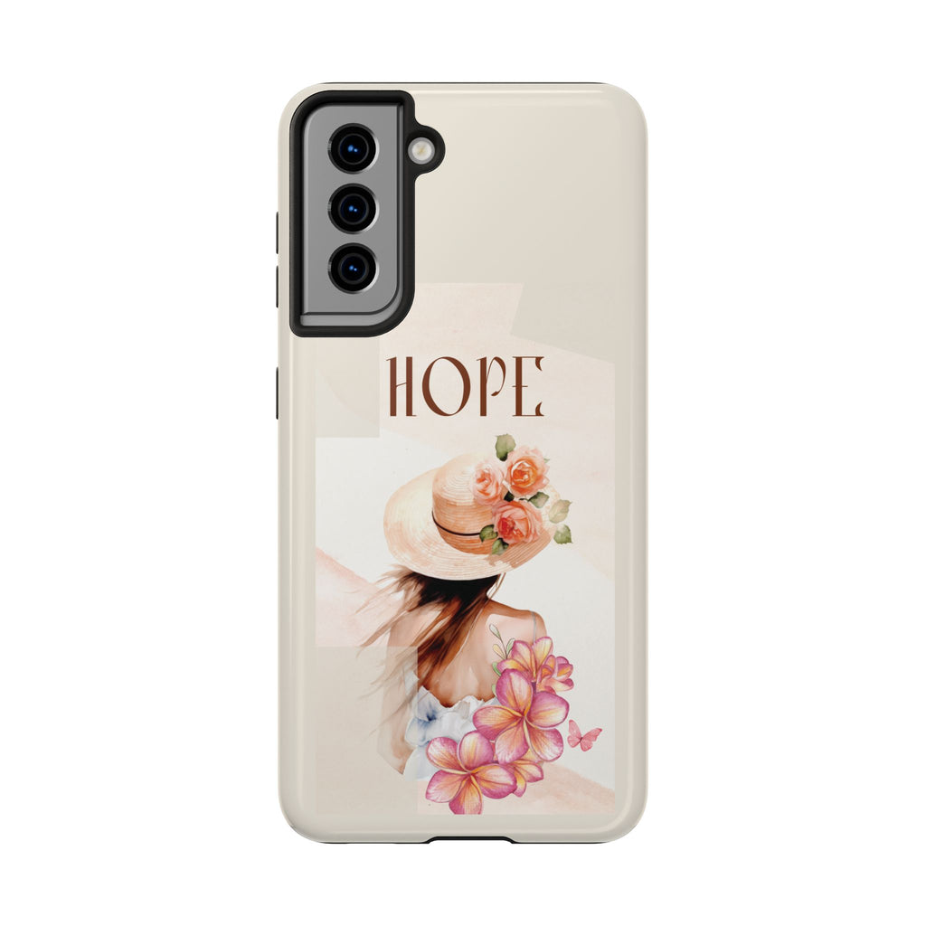Hope Floral Tough Phone Case — Protective iPhone Case with Watercolor Girl & Flowers