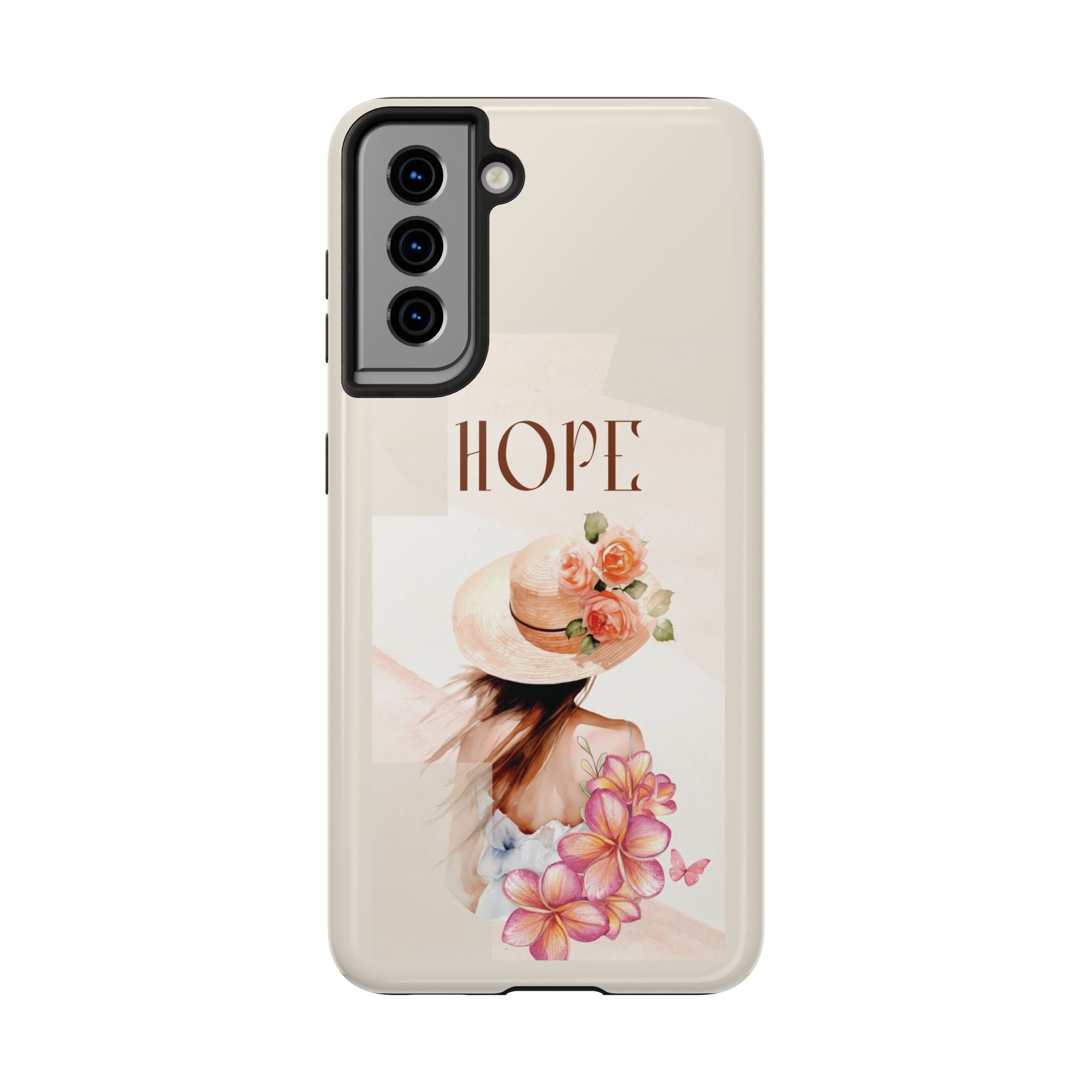 Hope Floral Tough Phone Case — Protective iPhone Case with Watercolor Girl & Flowers