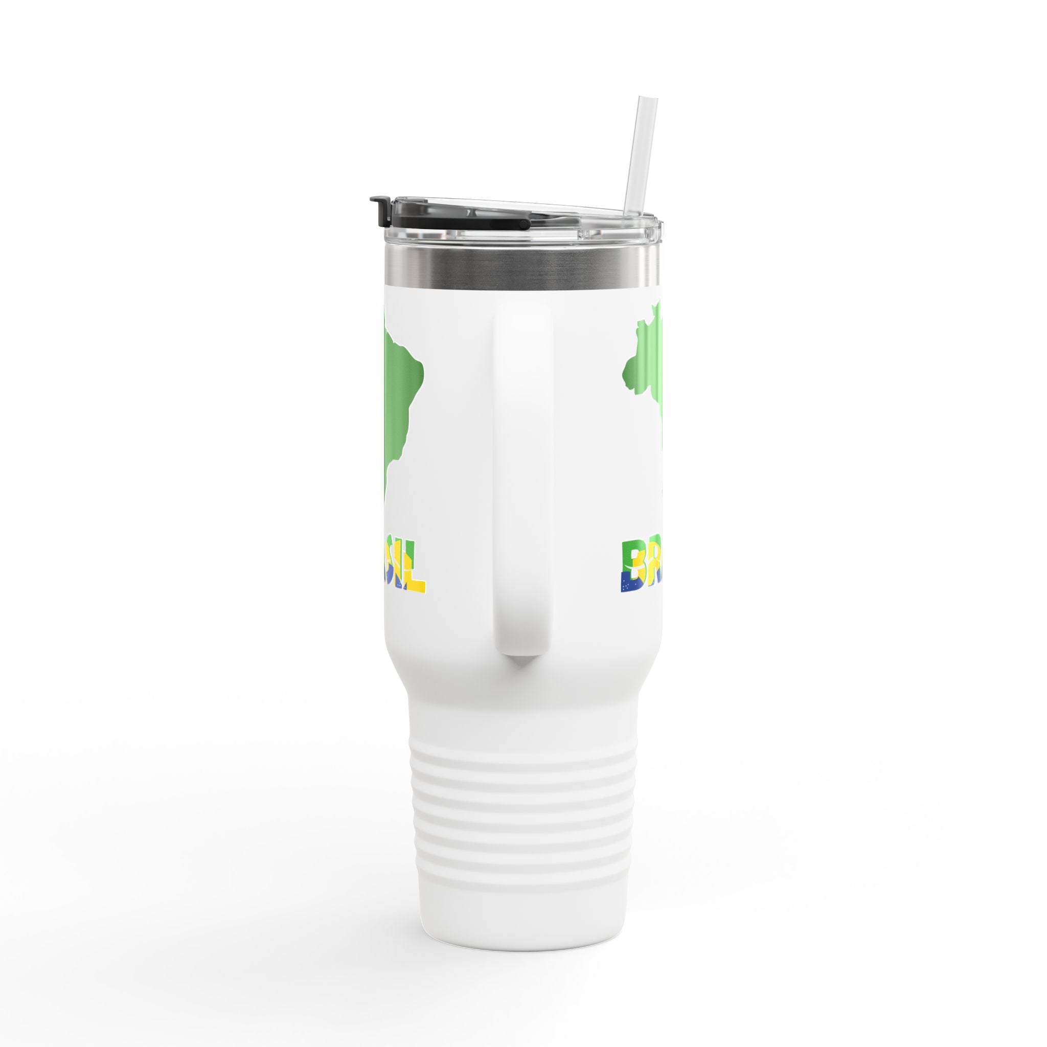 Brazil Map 40oz Insulated Travel Mug - Brazil Pride Stainless Tumbler