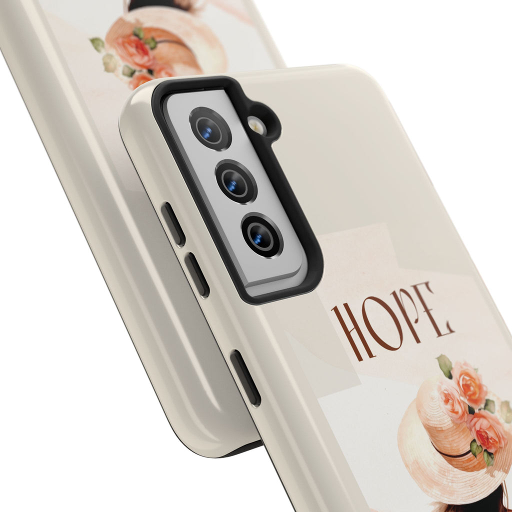 Hope Floral Tough Phone Case — Protective iPhone Case with Watercolor Girl & Flowers