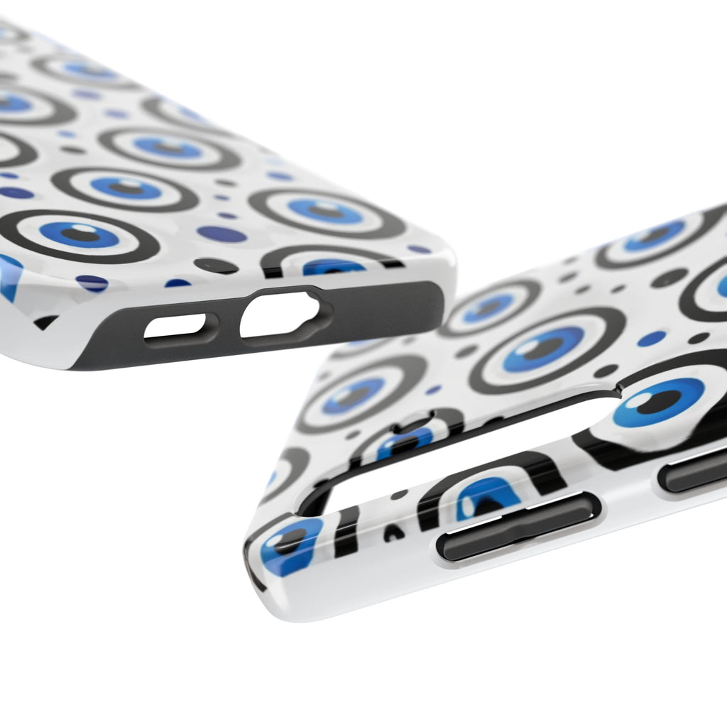 Blue Evil Eye Pattern Tough Phone Case — Protective Ceramic Nazar Design