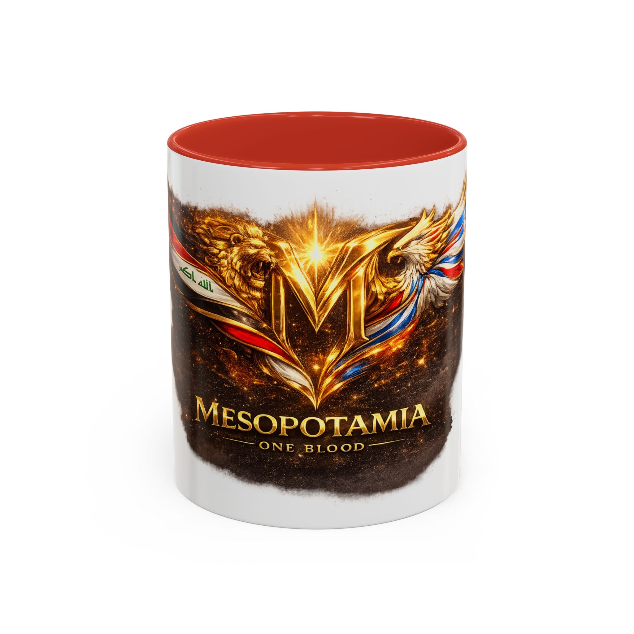 Mesopotamia "One Blood" Accent Coffee Mug – Patriotic Golden Emblem (11oz)