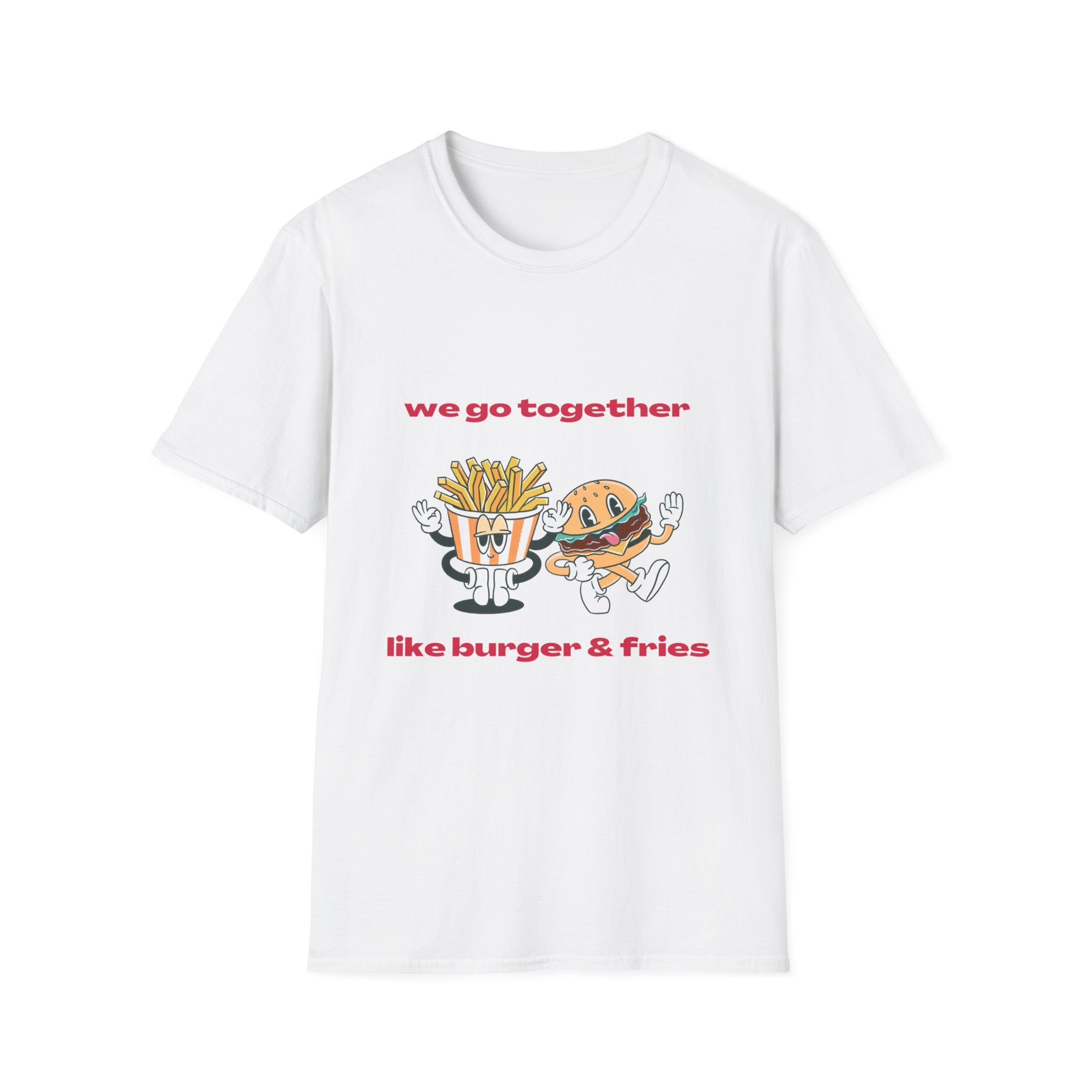 Burger & Fries Graphic T-Shirt — "We Go Together" Cute Matching Tee