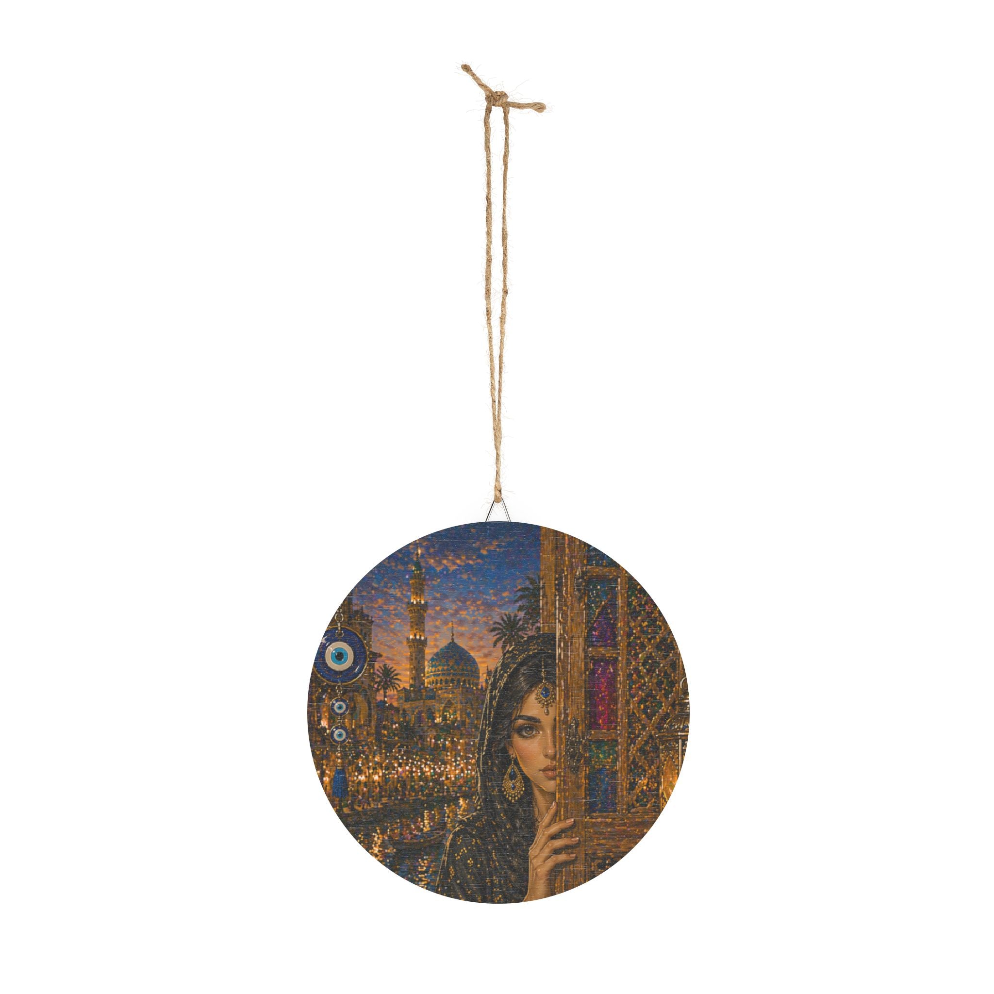 Round Middle Eastern Portrait Wood Sign – Vintage Arabian Night Wall Art