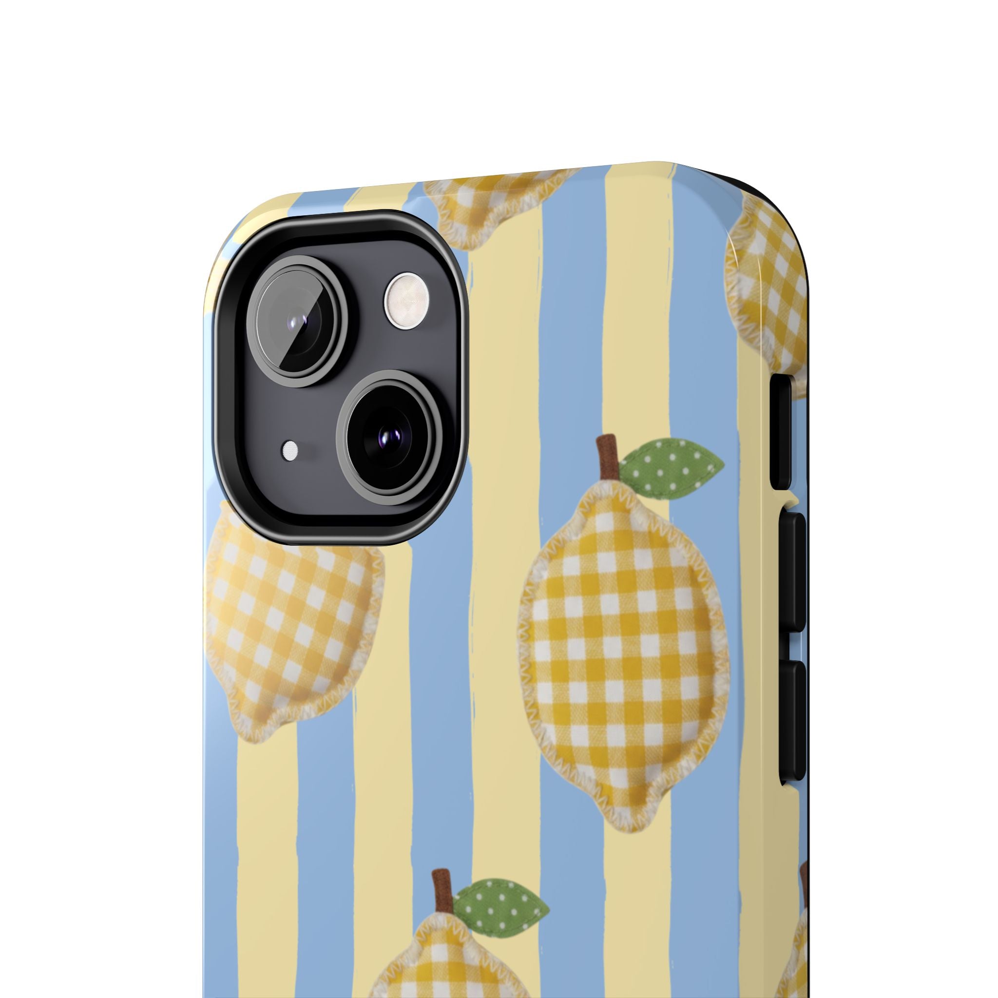 Tough Phone Case — Blue & Yellow Gingham Lemon Design