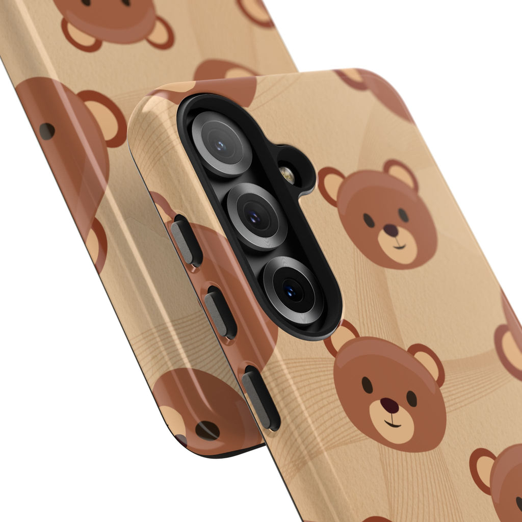 Bear Pattern Tough Phone Case — Cute Brown Bear Protective Phone Cover