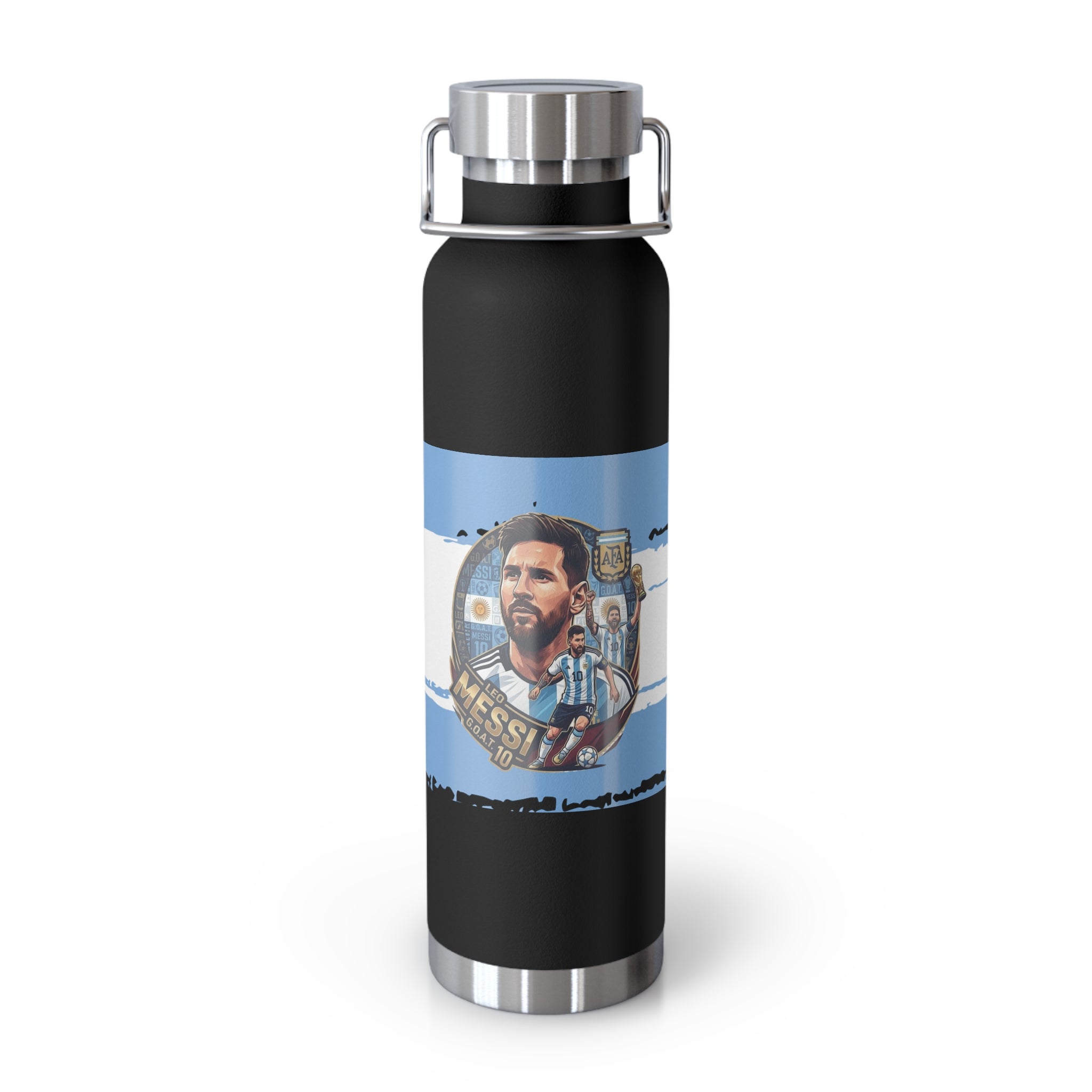 MESSI 22oz Copper Insulated Water Bottle — Sports Portrait Graphic