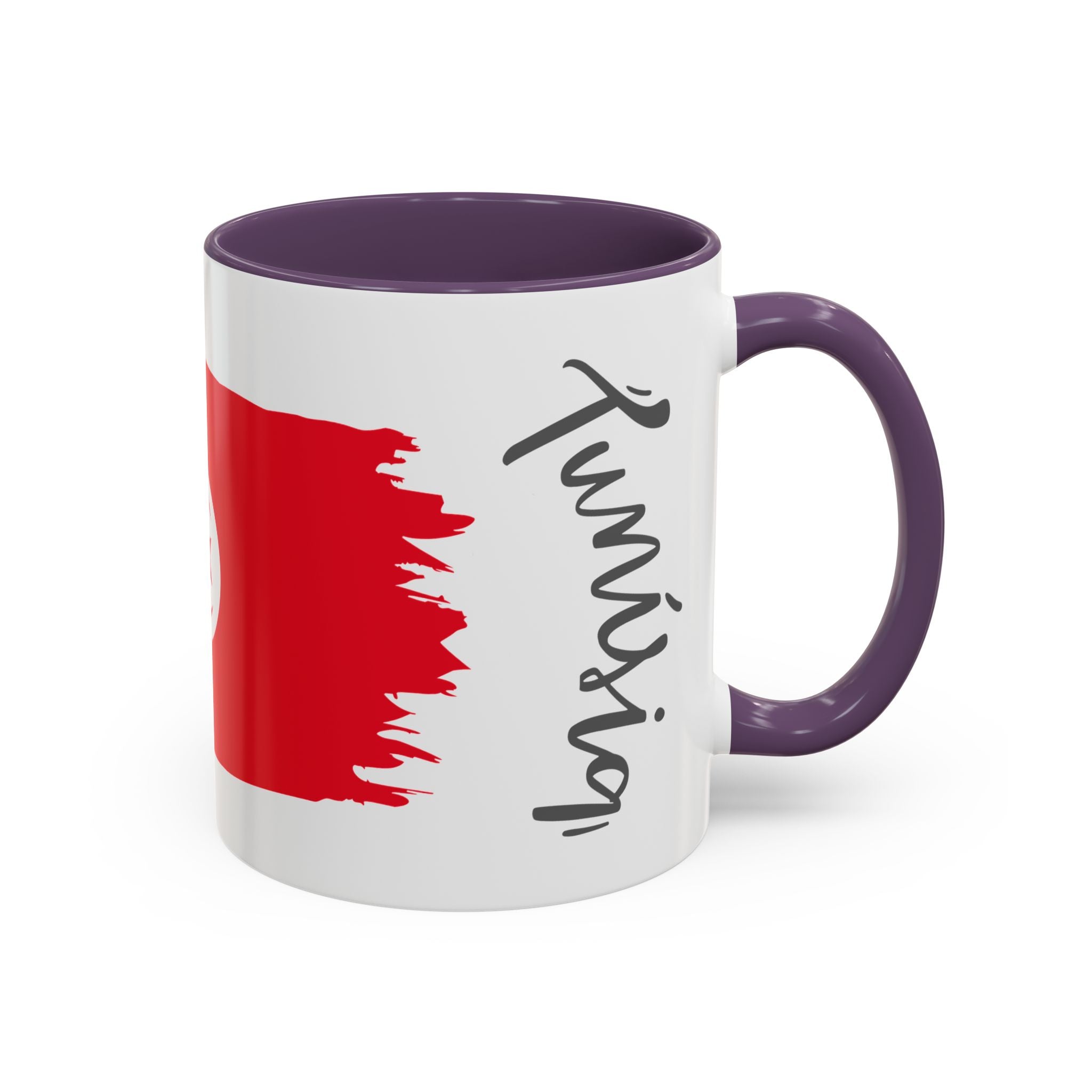 Tunisia Flag Accent Coffee Mug – Red Brushstroke Design (11/15oz)