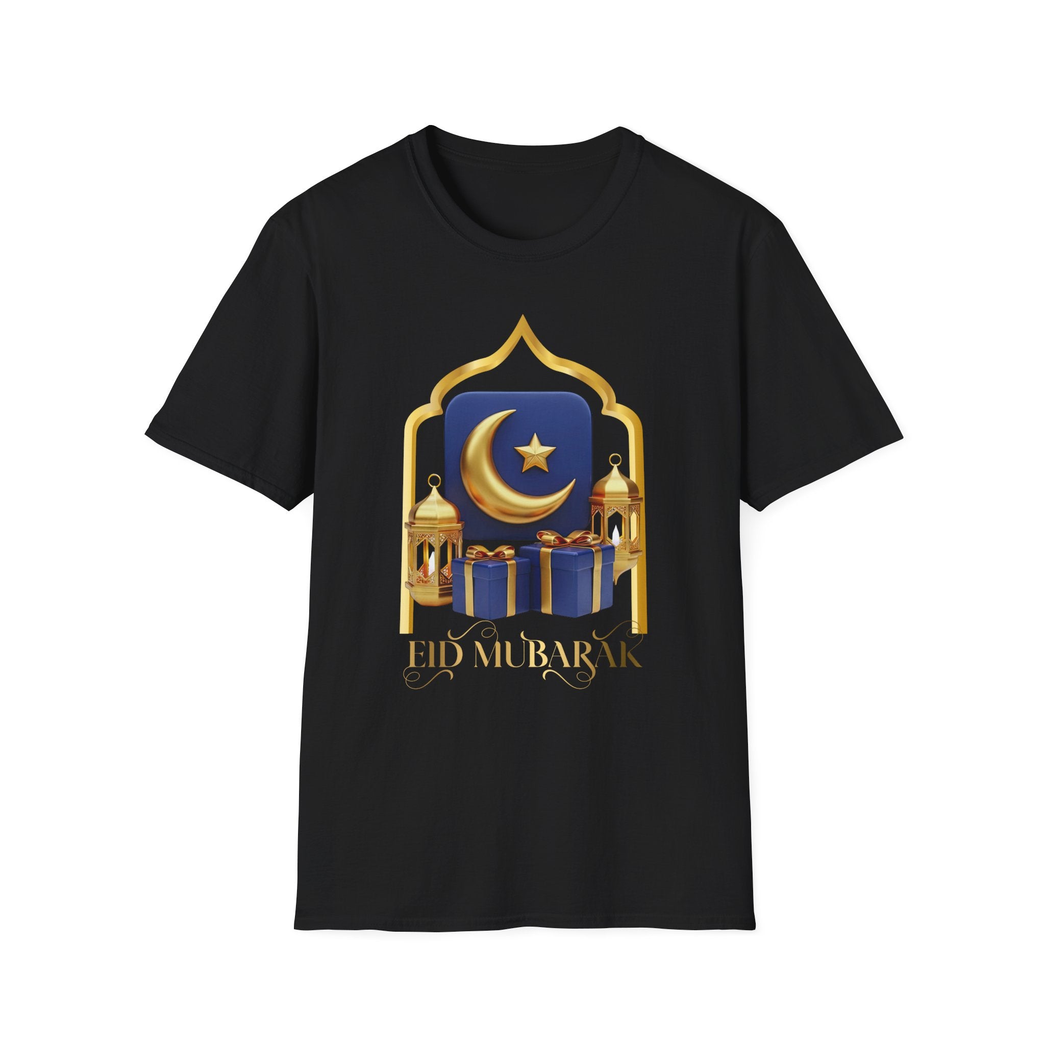 Eid Mubarak T-Shirt — Crescent Moon & Mosque Graphic
