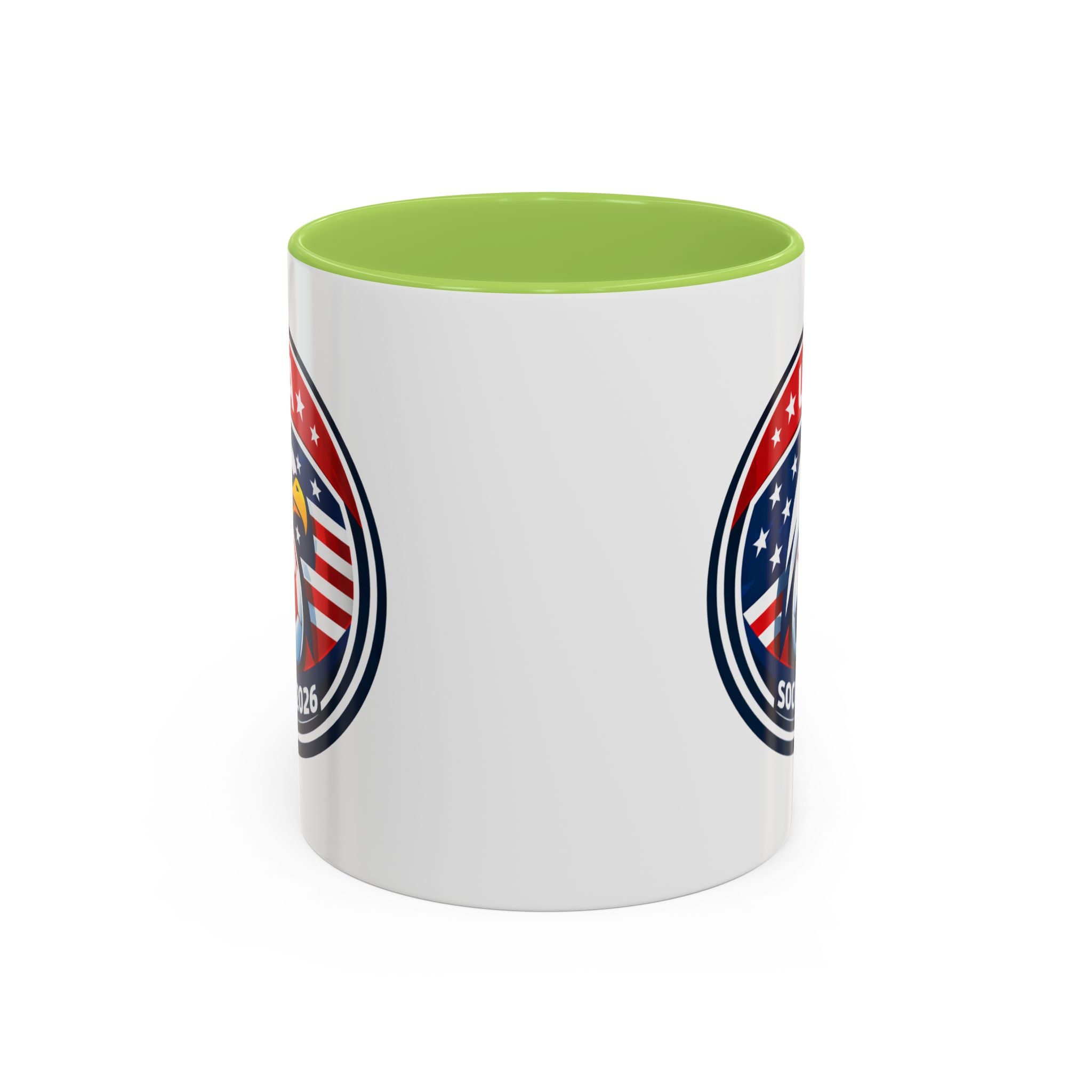 USA Soccer 2026 Accent Coffee Mug — Eagle & Flag Soccer Team Fan Gift (11/15oz)