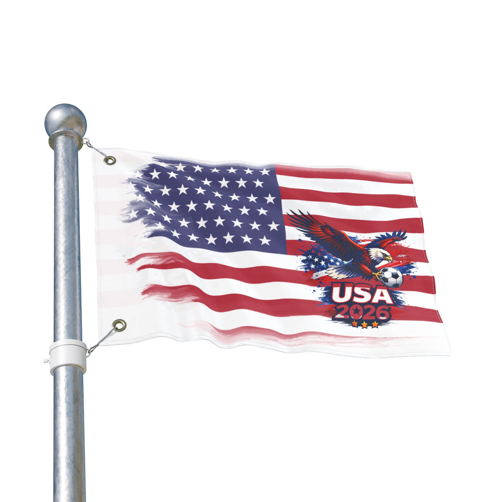 USA 2026 Soccer Eagle Double-Sided Flag — American Football/Soccer Fan Banner