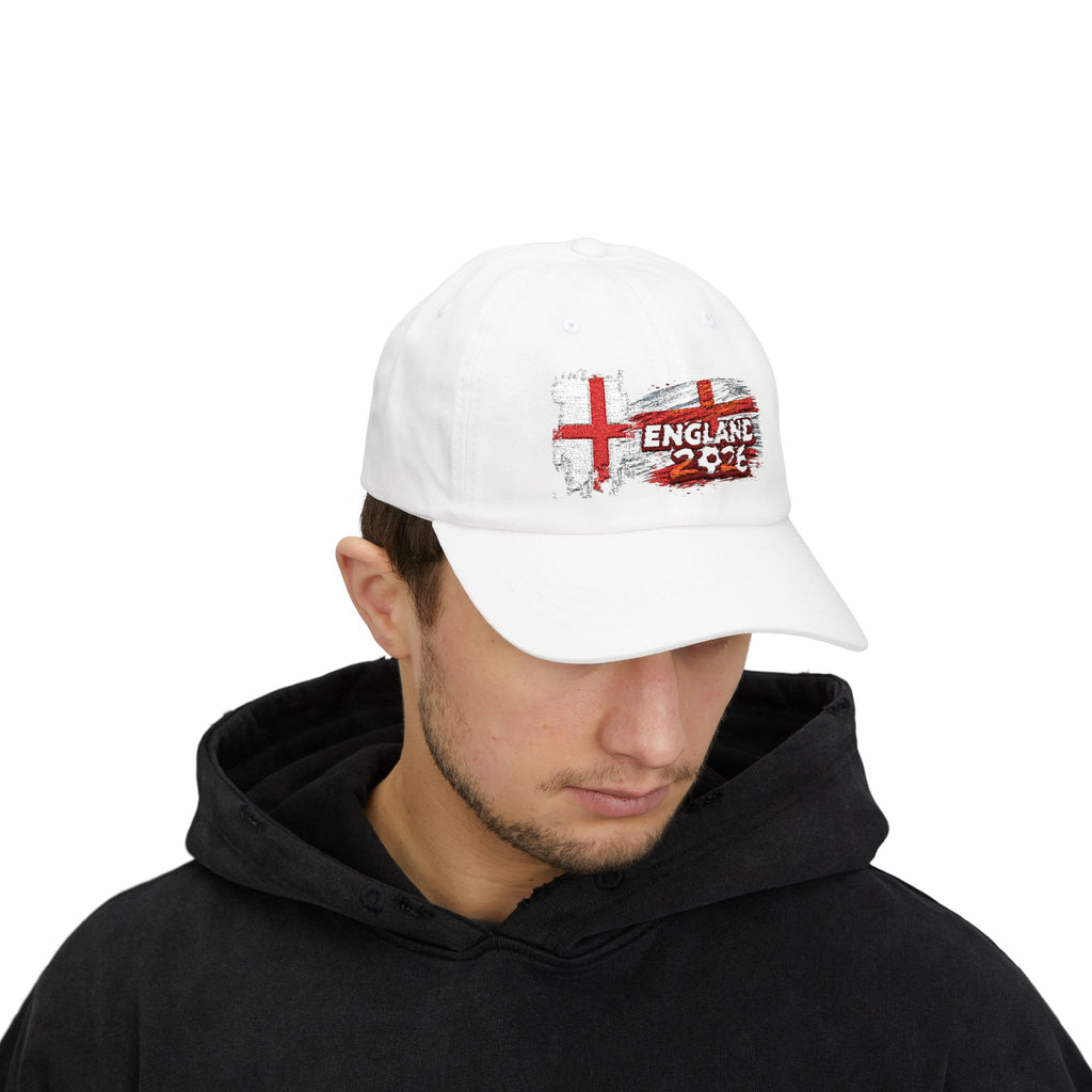 England 2026 Dad Cap — Distressed St. George Flag Baseball Hat