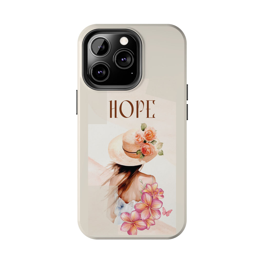 Hope Floral Tough Phone Case — Protective iPhone Case with Watercolor Girl & Flowers
