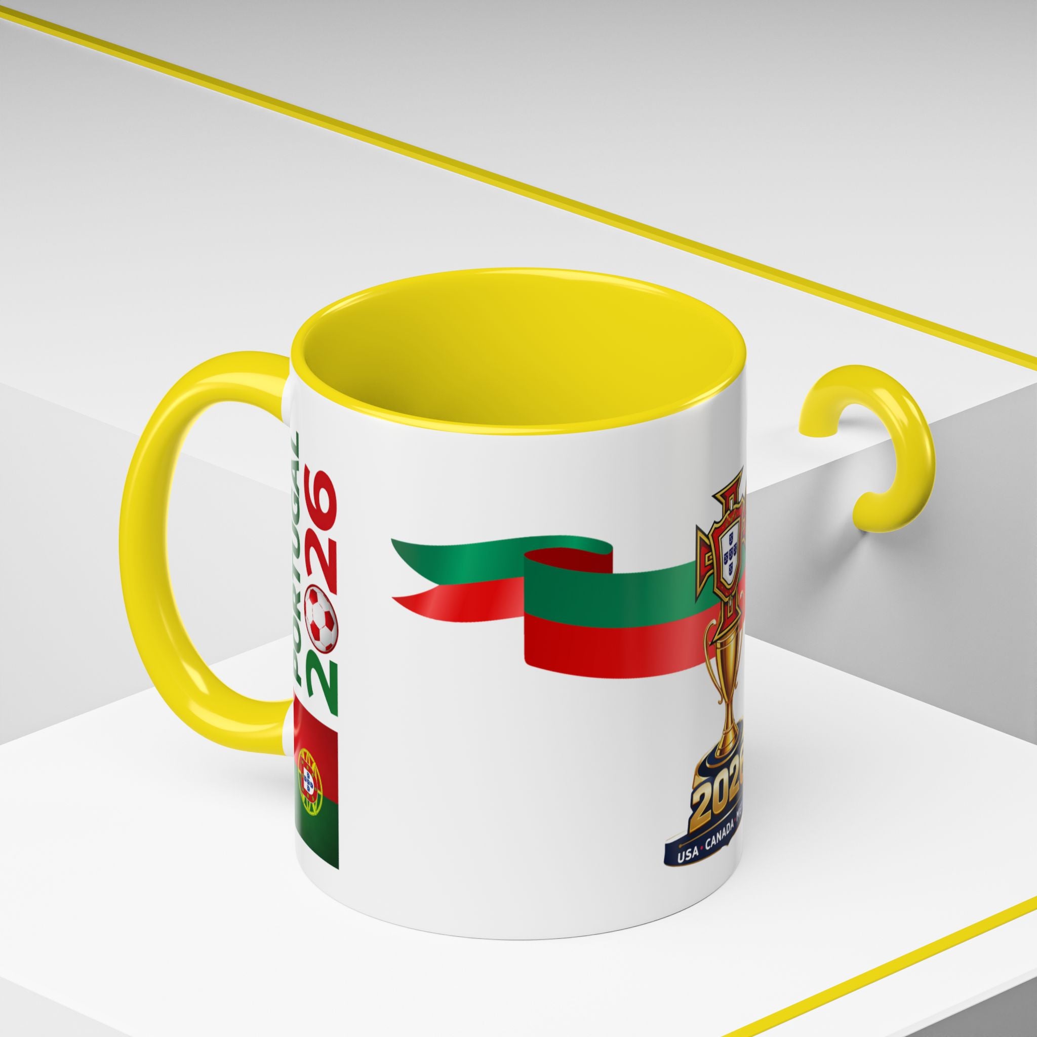 Portugal 2026 Soccer Cup Accent Coffee Mug – Portugal 2026 Trophy Design