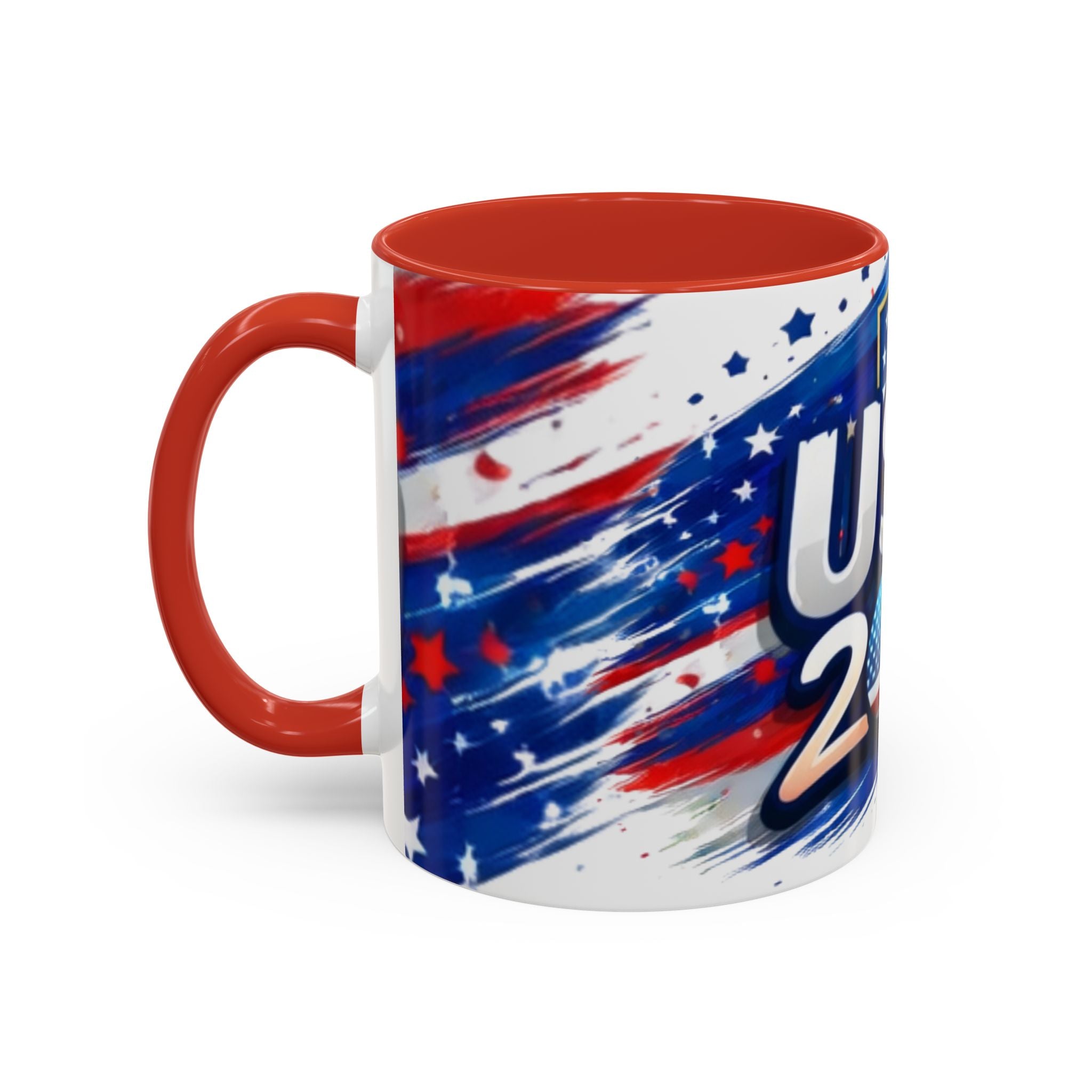 USA 2026 Flag Accent Coffee Mug — Patriotic Fourth of July Drinkware