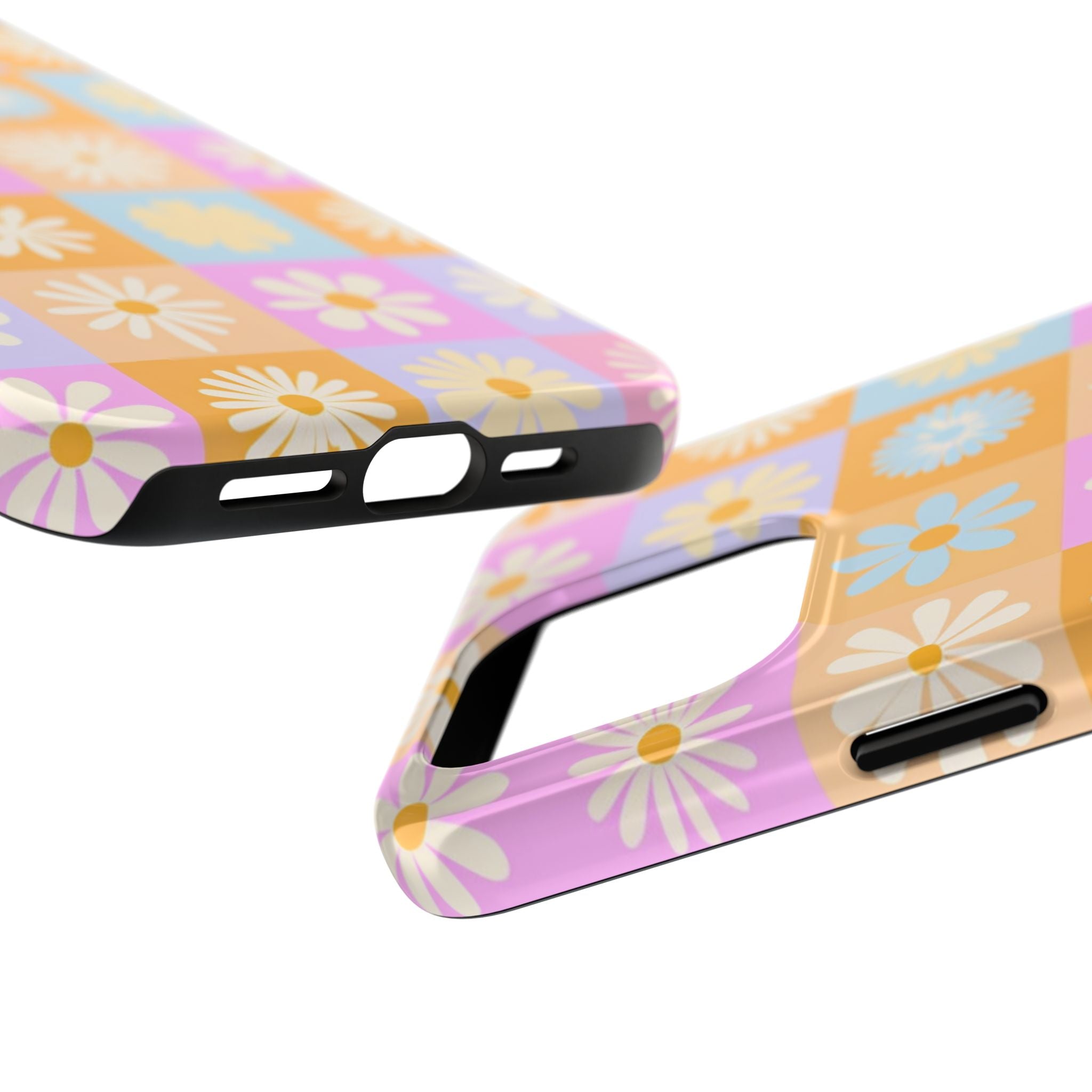 Daisy Check Tough Phone Case – Retro Pastel Floral iPhone Cover
