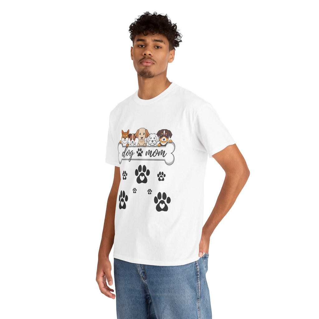 Dog Mom T-Shirt — Cute Paw Print & Cartoon Dogs Tee