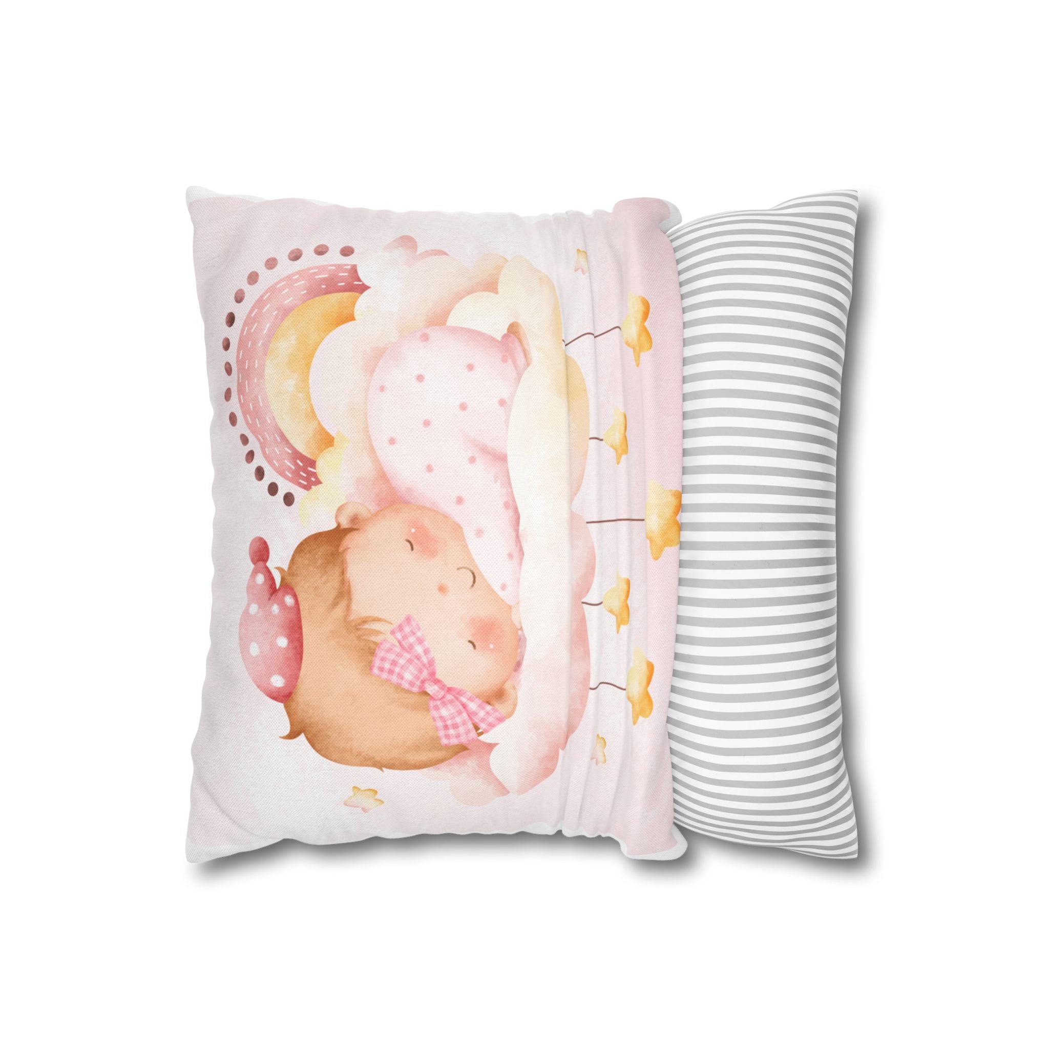 Baby Girl Nursery Pillowcase — Sleeping Baby on Cloud Decorative Throw Pillowcase