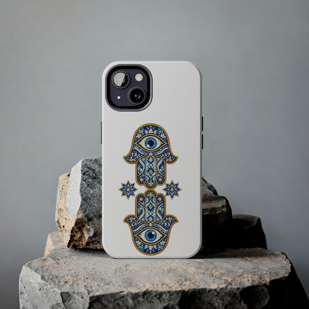 Hamsa Eye Tough Phone Case — Blue Mosaic Protective Phone Cover