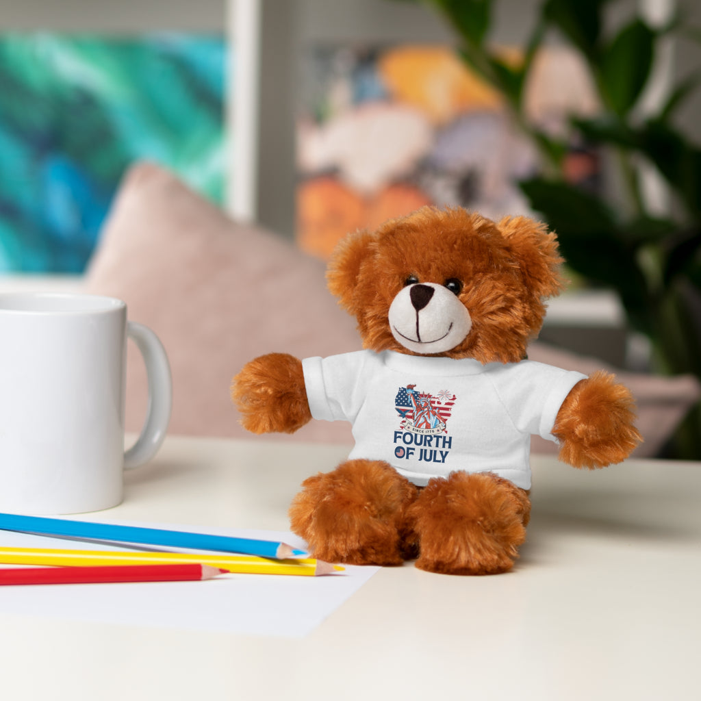 Fourth of July Teddy Bear — Plush Bear with 'Fourth of July' Tee