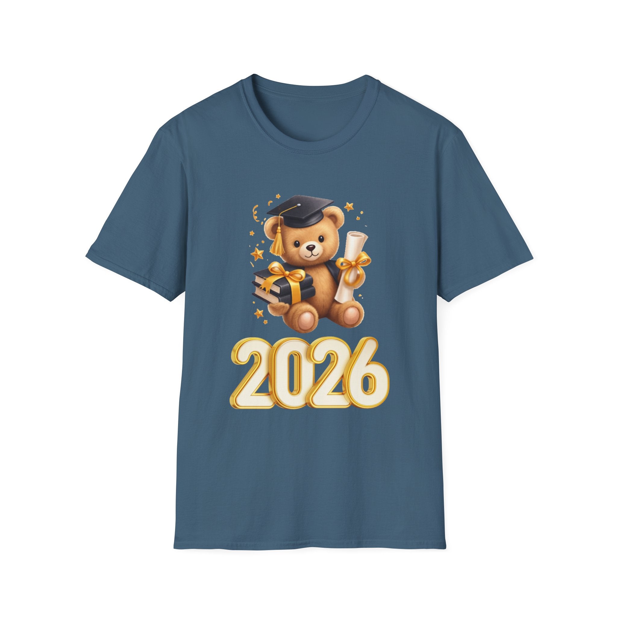 2026 Graduation Bear T-Shirt — Cute Teddy Grad Cap & Diploma Tee