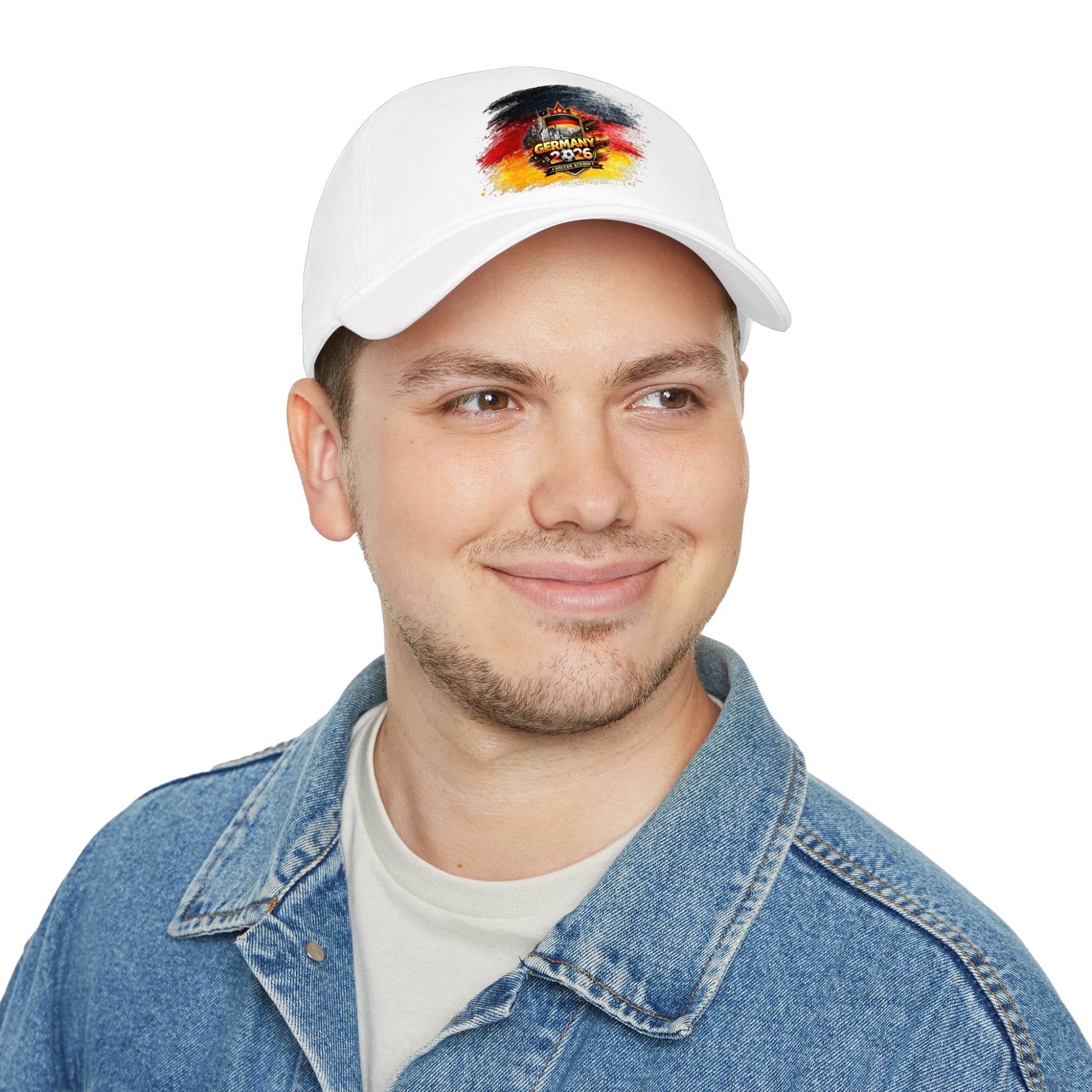Germany 2026 Soccer Crest Baseball Cap — German Flag Brushstroke Football Hat