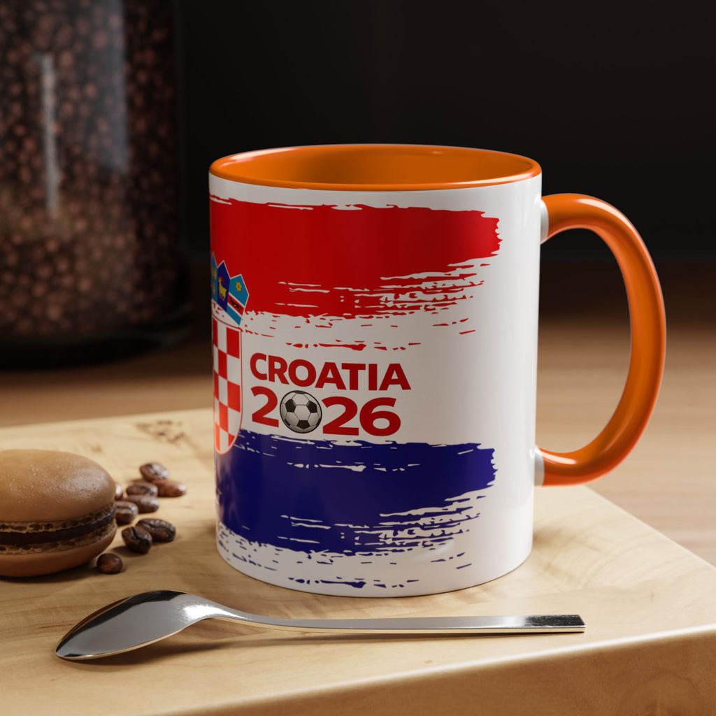 Croatia 2026 Accent Coffee Mug – Red White Blue Crest Soccer Fan Gift