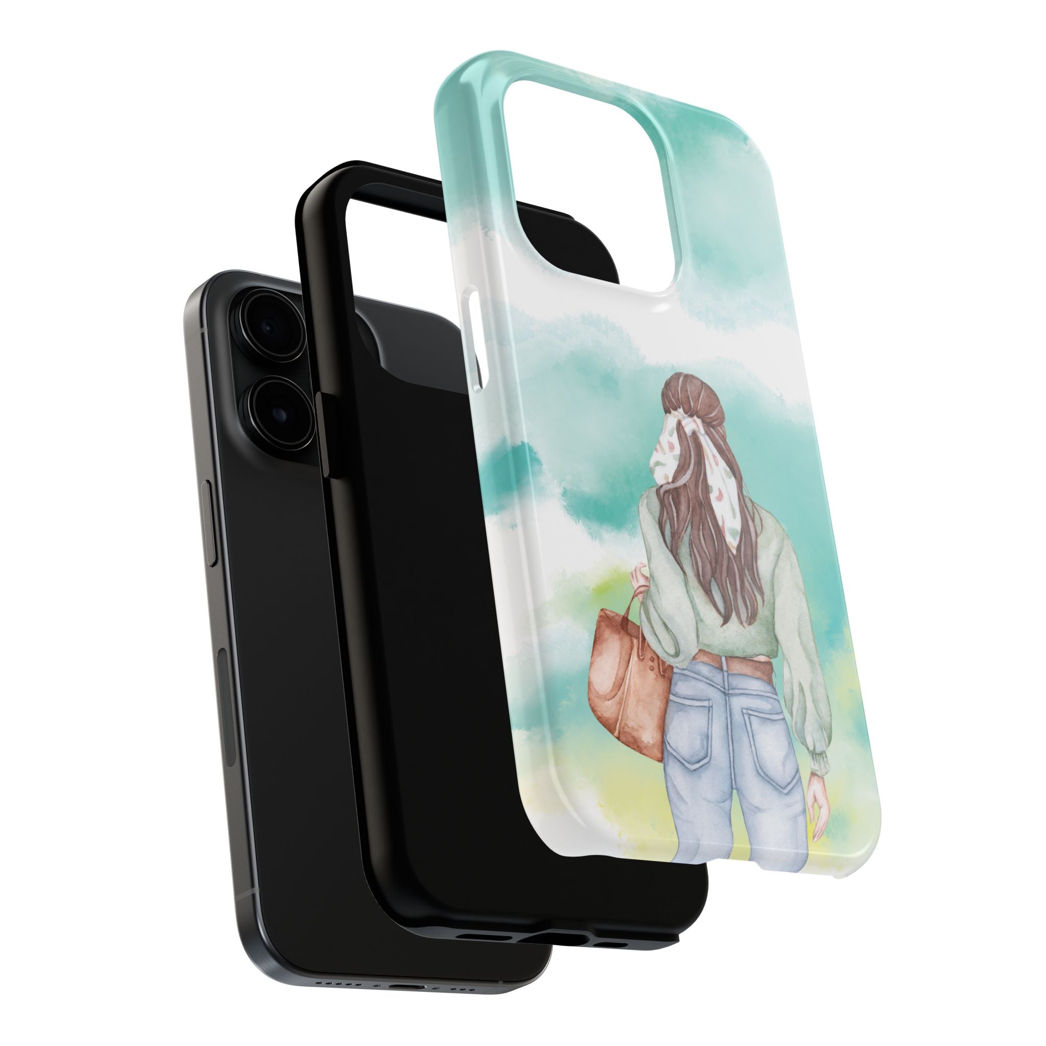 Watercolor Girl Tough Phone Case — Trendy Pastel Back-to-School Protective Cover