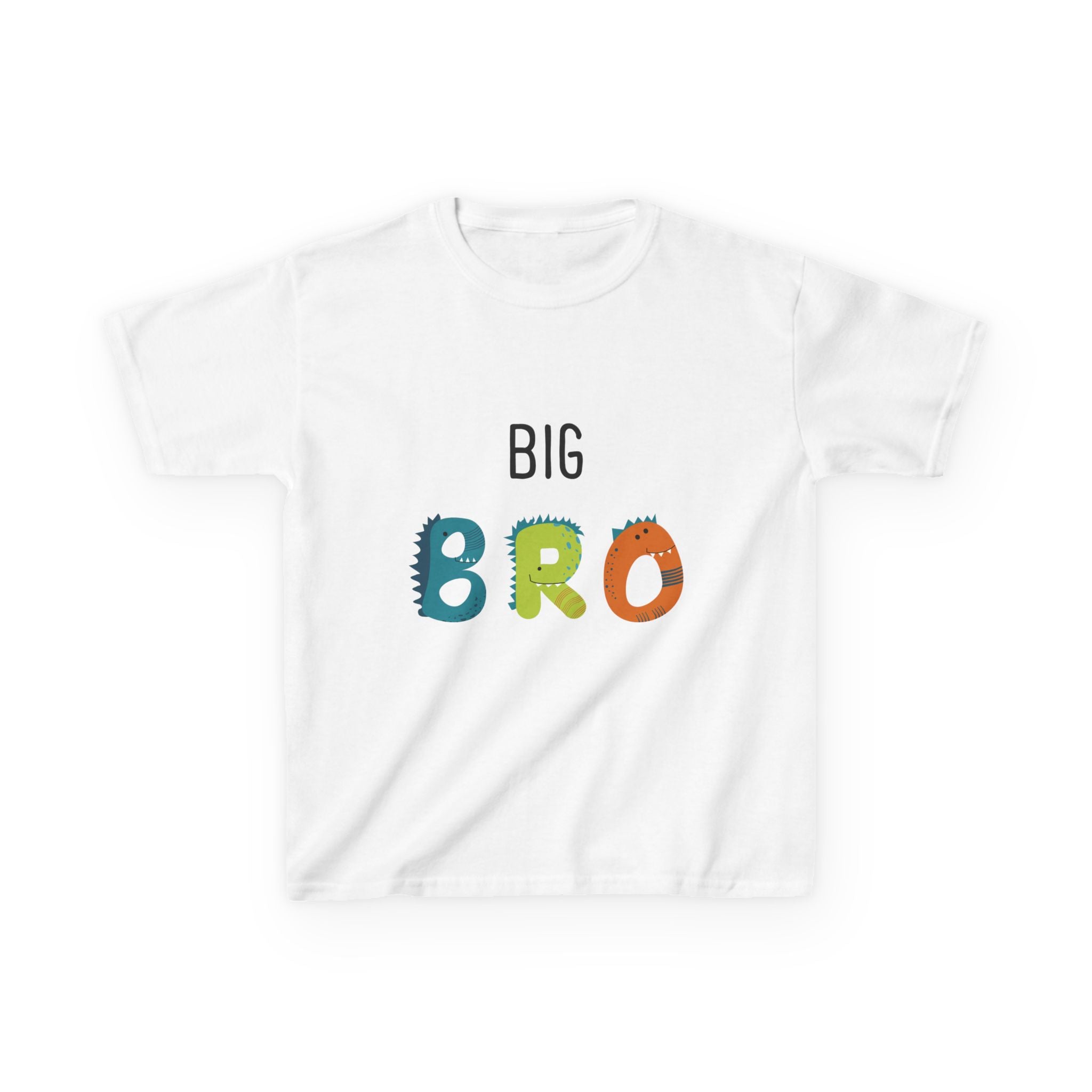 Big Bro Kids T-Shirt — Colorful Monster Lettering, Big Brother Announcement Gift