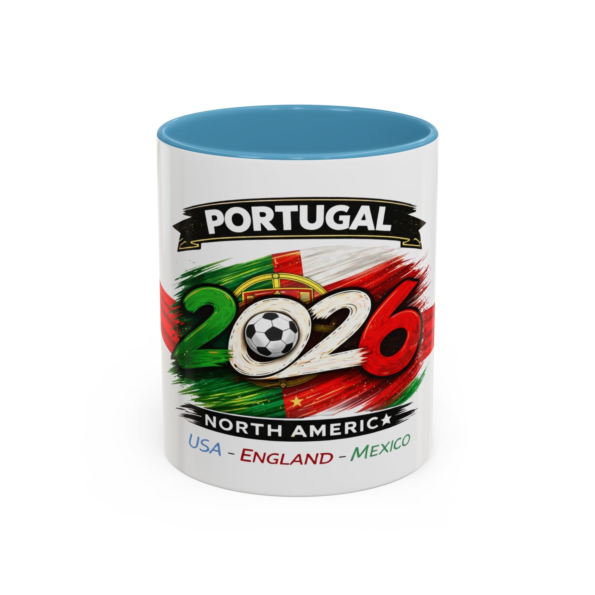 Portugal 2026 Soccer Cup Accent Coffee Mug — USA England Mexico Host Nations