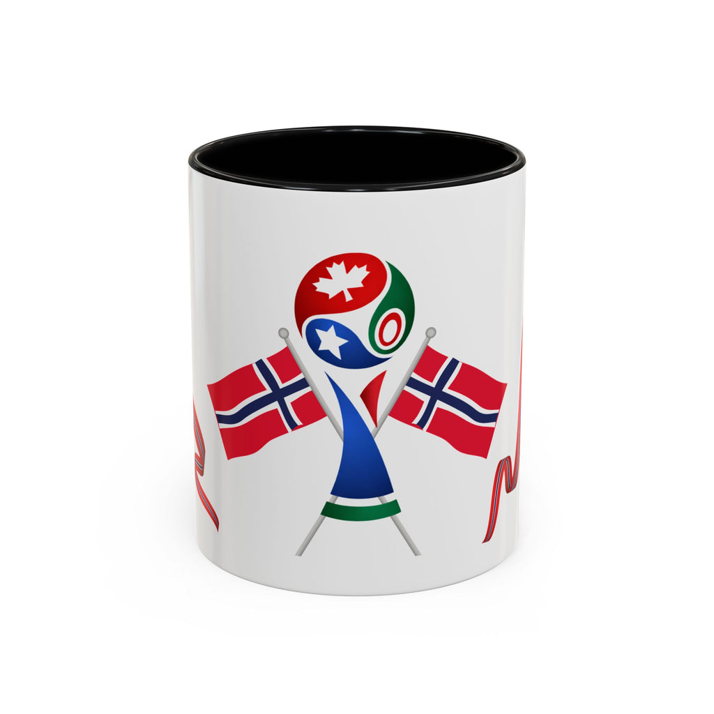 Norway Pride Coffee Mug — Norwegian Flag Ribbon & Cup Emblem Accent Mug