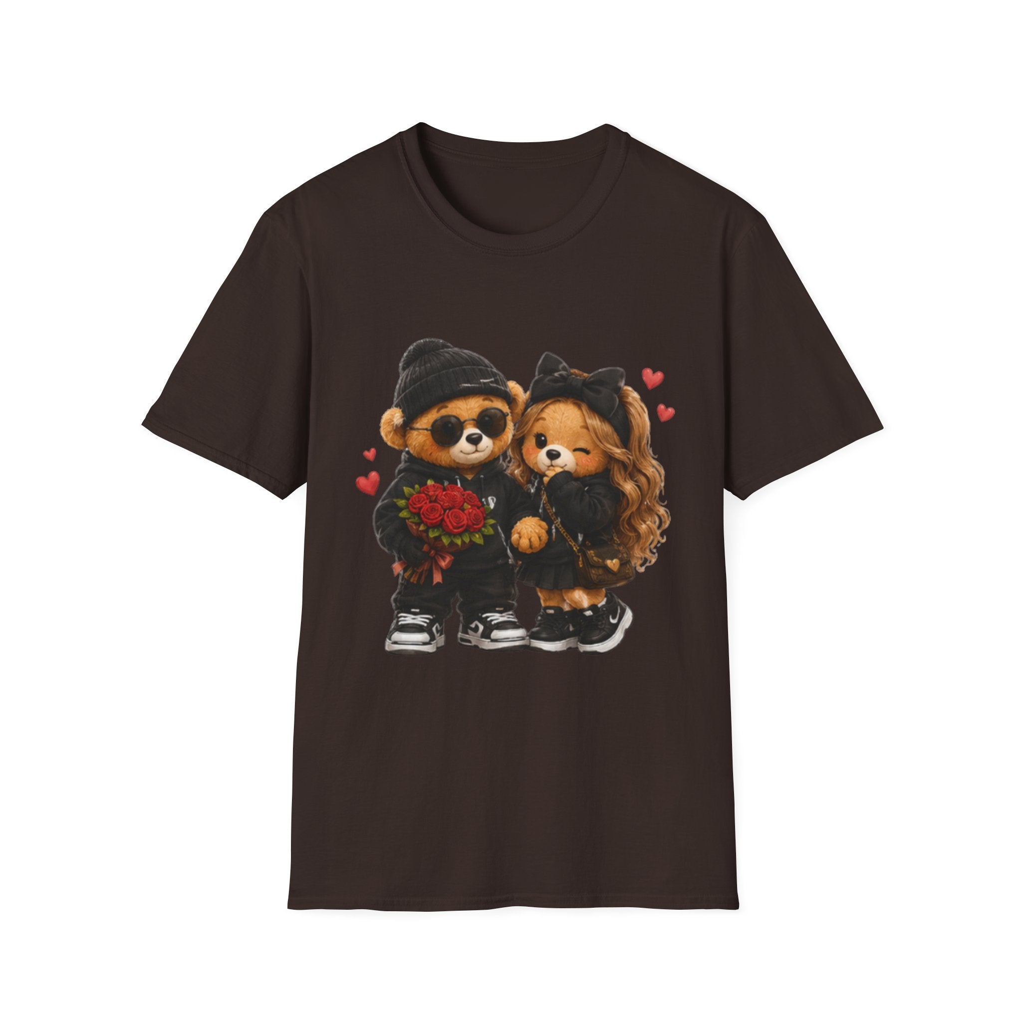 Cute Couple Bears unisex T-Shirt - Romantic Valentine’s Day Graphic Tee with Teddy Pair Holding Roses