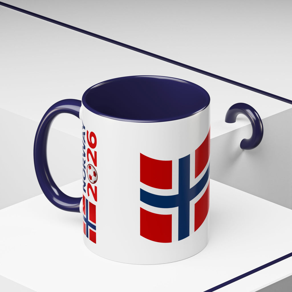 Norway Flag Accent Coffee Mug – Norway 2026 Soccer Fan Ceramic Mug (11/15oz)