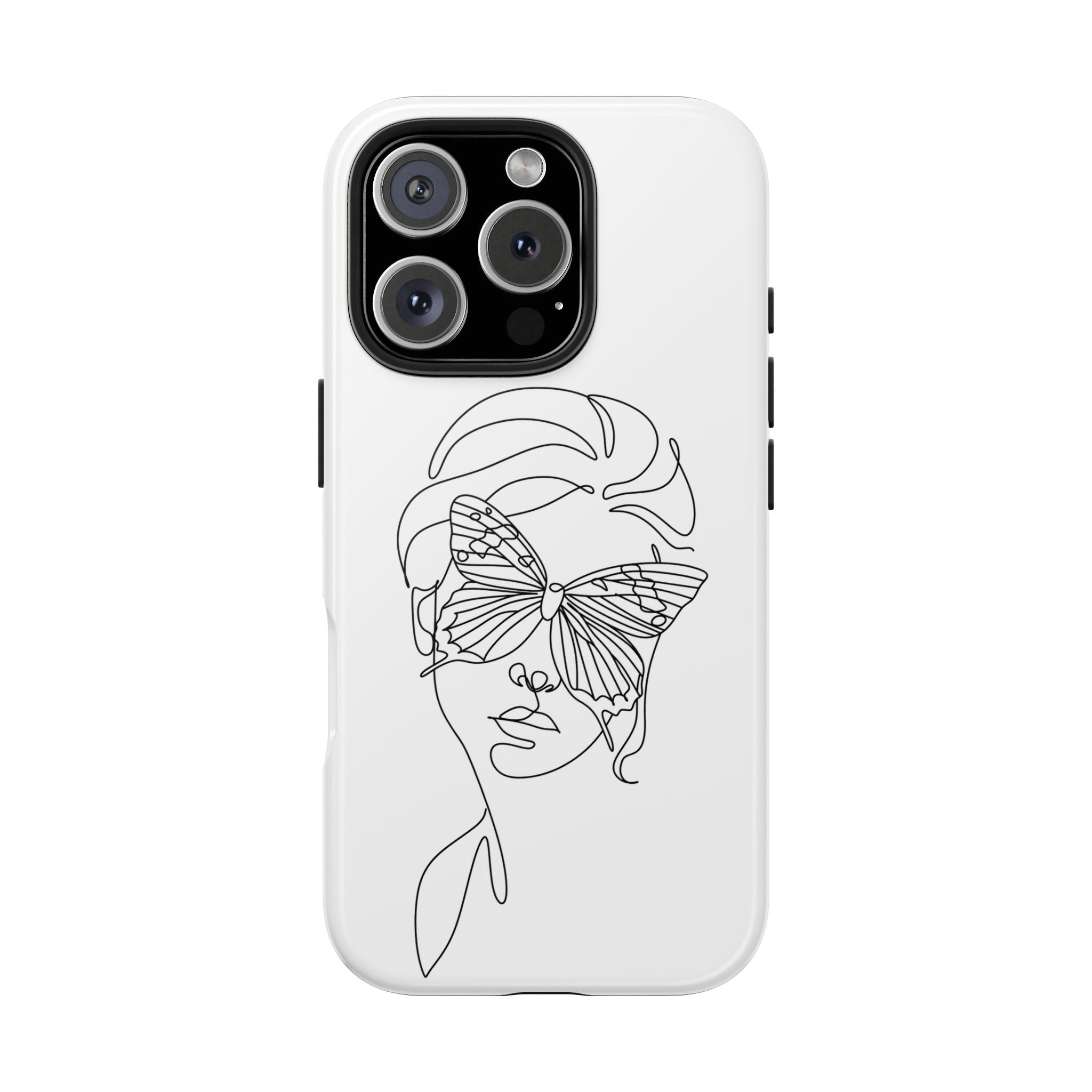 Butterfly Line Art Tough Phone Case — Minimalist Woman Face Design
