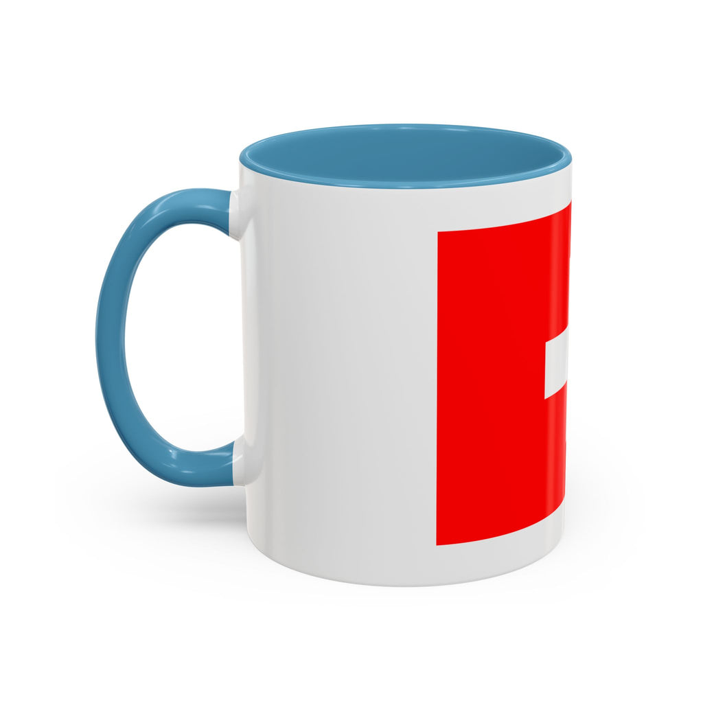 Switzerland Flag Accent Coffee Mug — Red White Swiss Cross Ceramic Mug (11/15oz)