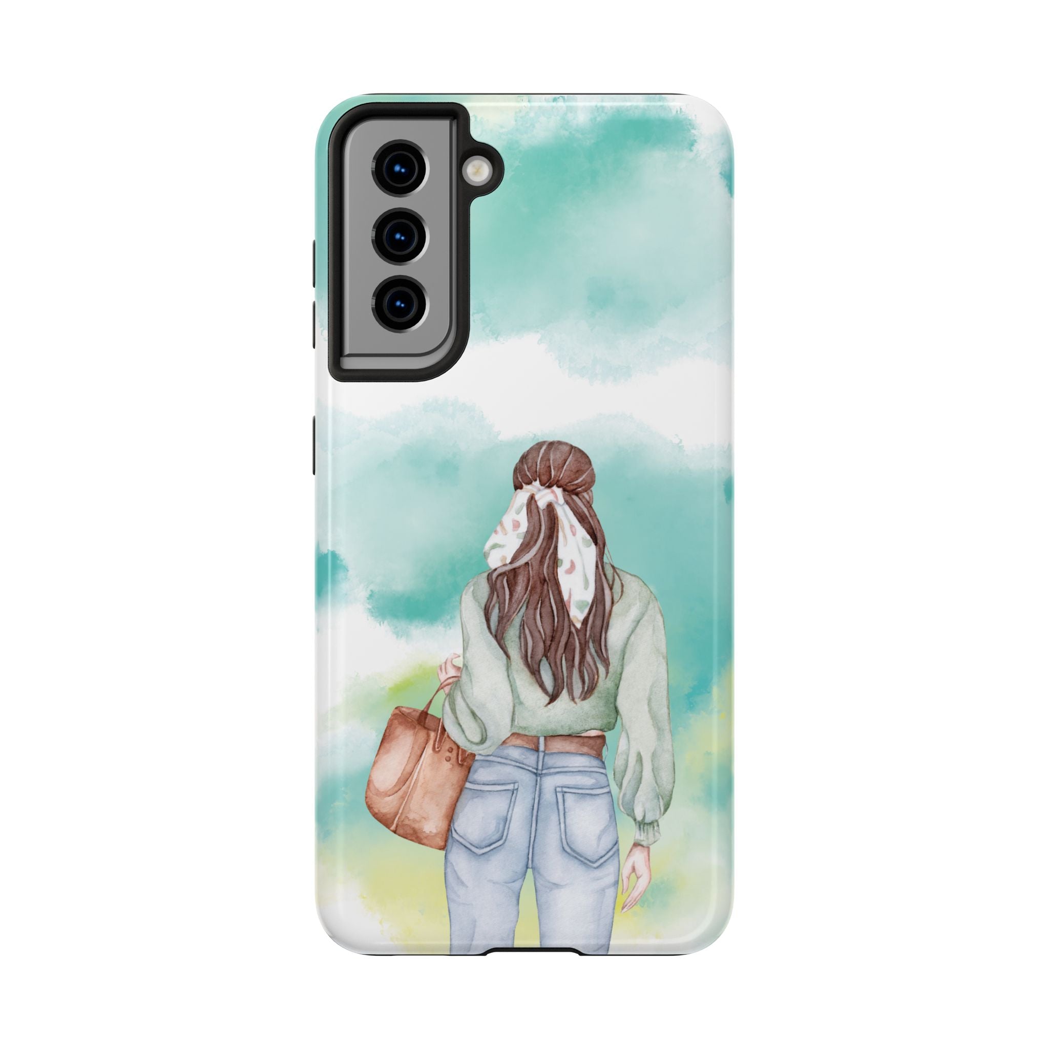 Watercolor Girl Tough Phone Case — Trendy Pastel Back-to-School Protective Cover