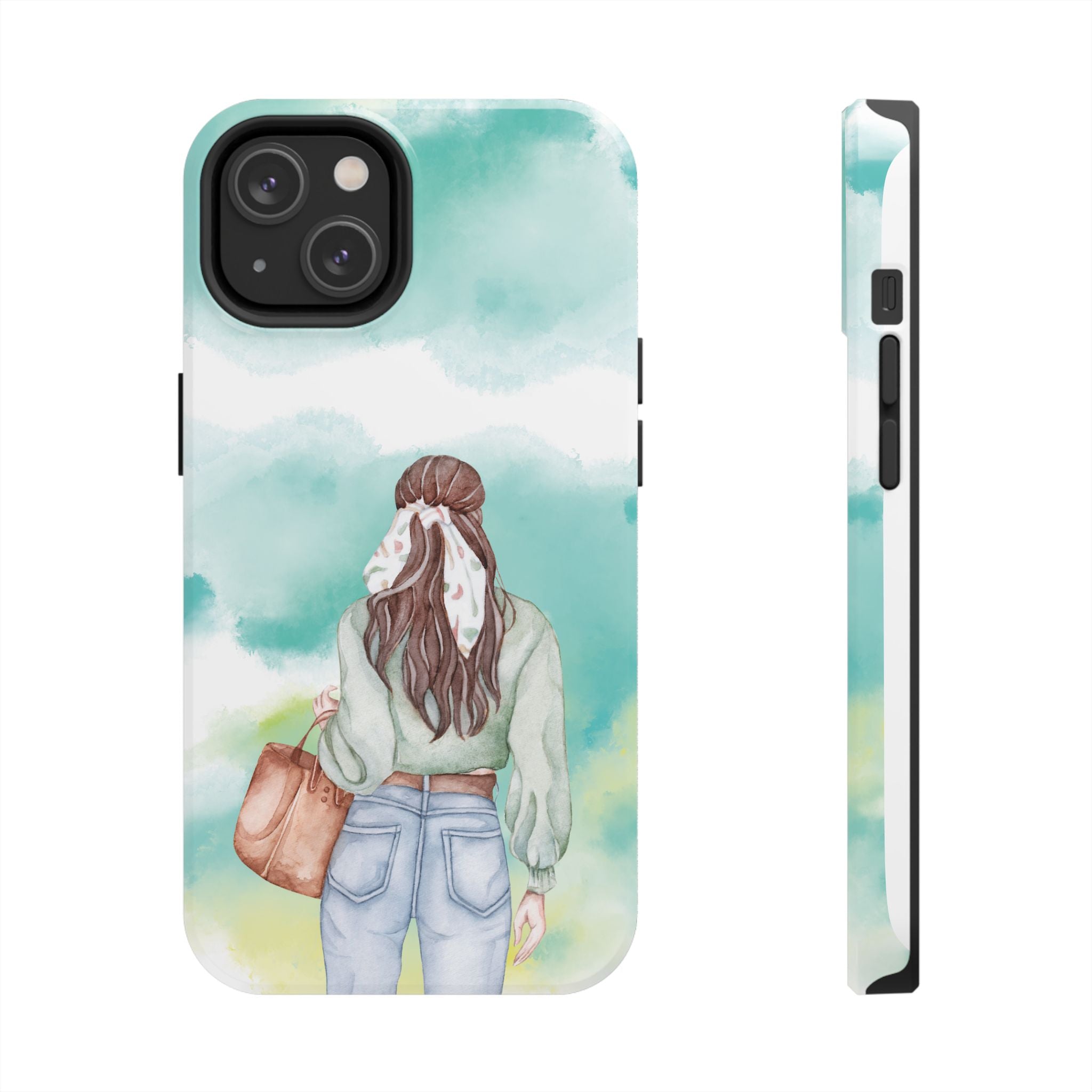 Watercolor Girl Tough Phone Case — Trendy Pastel Back-to-School Protective Cover