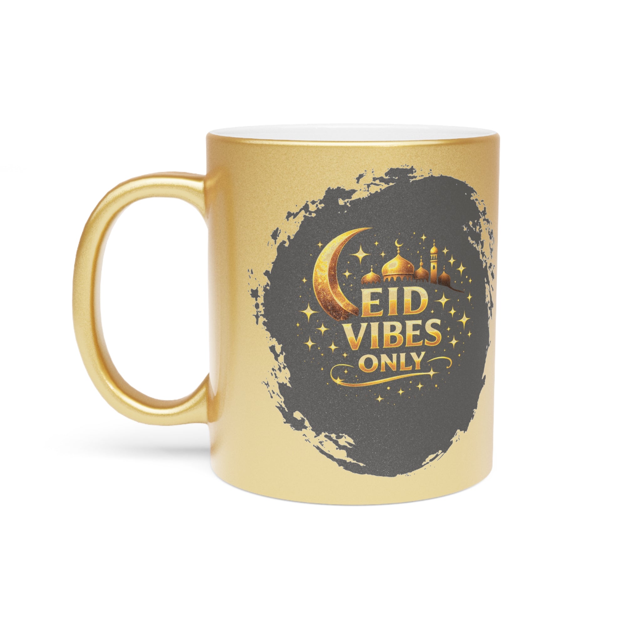 Eid Vibes Metallic Mug — Gold/Silver Ramadan Celebration Coffee Cup