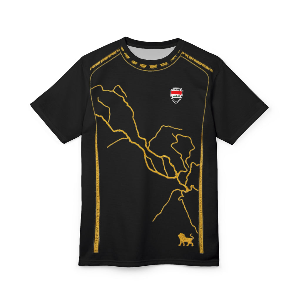 Iraq Black & Gold Lightning Graphic Tee — Bold Electric Design T-Shirt
