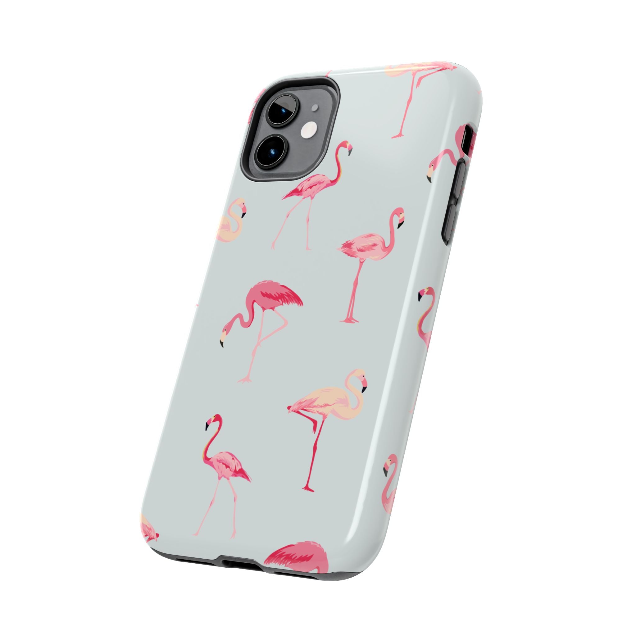 Flamingo Pattern Tough Phone Case — Cute Pink Birds Protective Phone Cover