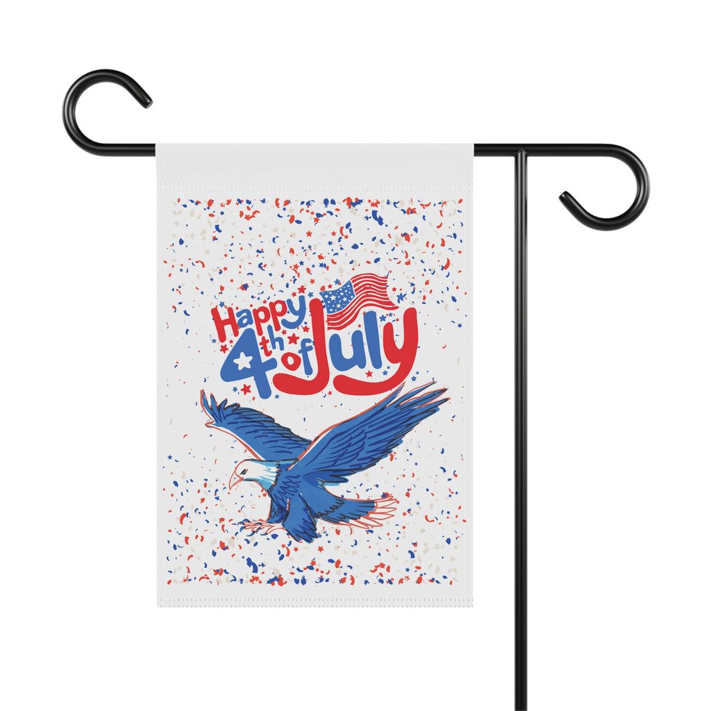 4th of July Garden Flag — "Happy 4th of July" Eagle Patriotic House Banner